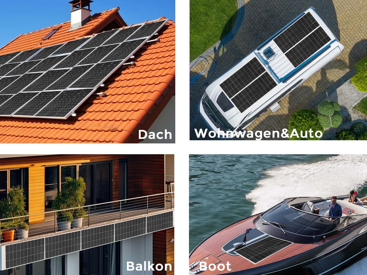 300W Solarpanel Bausatz Set 12V Monokristallin 2 x 150 Watt Solarmodul + 30A 12V/24V Solarladeregler + Solarkabel Solaranlage Wohnmobil Komplettset 12V für Batterien Häuser Balkon Wohnwagen Dach – Bild 8