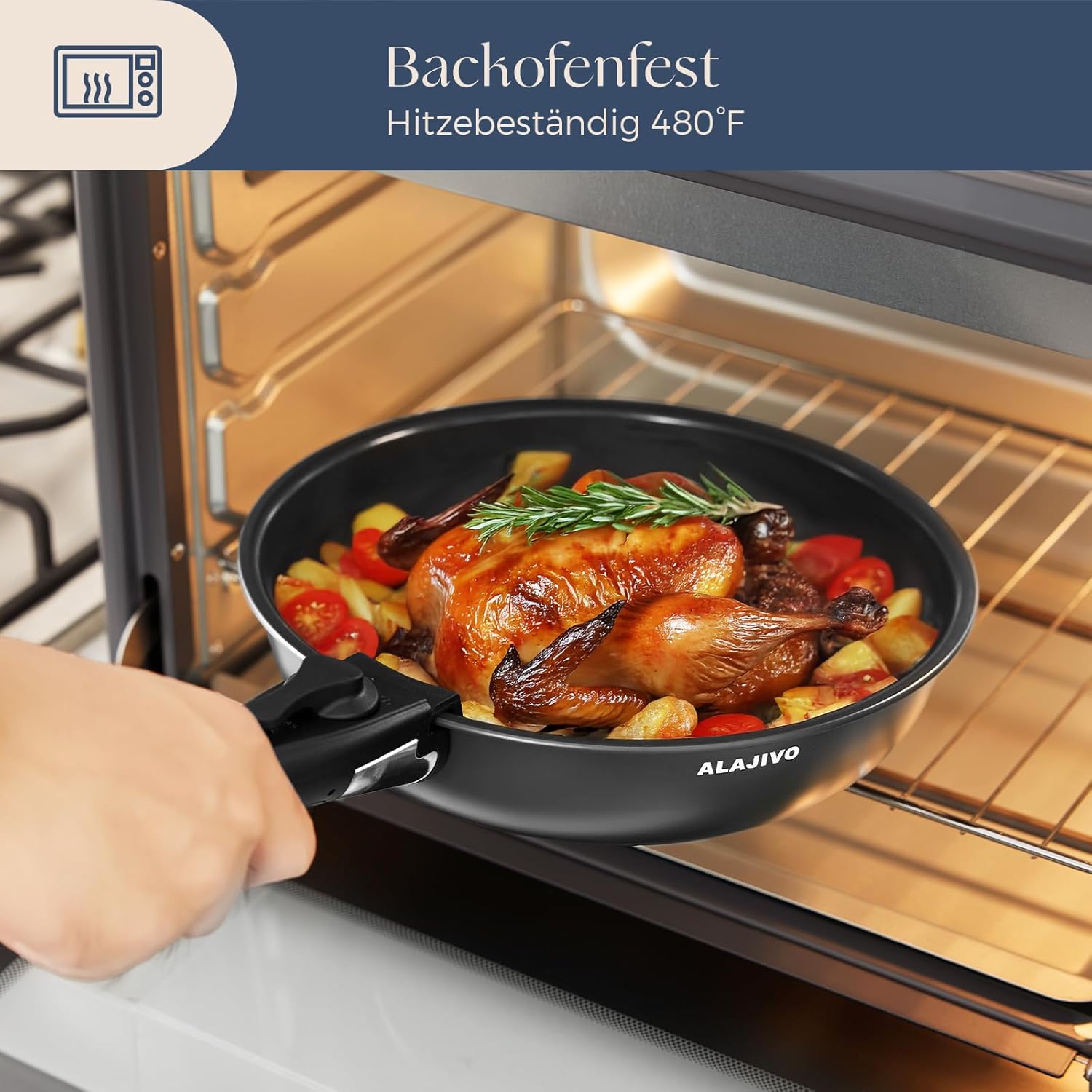 Keramik-Topfset mit abnehmbarem Griff, 14-teiliges Pfannenset mit Antihaftbeschichtung, Topf-Induktions-Kochtopf-Set mit Deckel, 24/28 cm Bratpfanne, für alle Herdarten, ofenfest, ofenfest – Bild 6