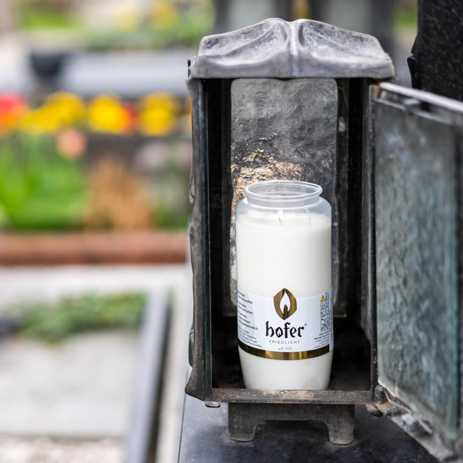 Hofer Öllicht Nr. 7, Grabkerze, Brenndauer ca. 96 Stunden, Weiß, 12er-Pack | Trauerkerzen für Grablaternen und Grablampen, Friedhofskerze zur Grabdekoration und Grabschmuck – Bild 6