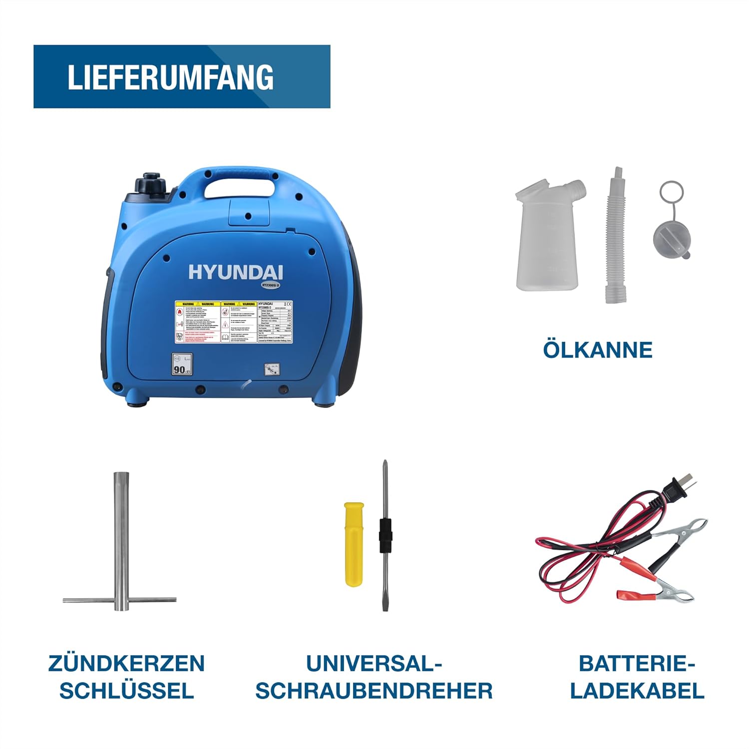 Hyundai Inverter-Generator HY2000Si D (tragbarer Benzingenerator, Inverter-Stromerzeuger mit 2 kW Maximalleistung, Notstromgenerator, Generator) | Stromgenerator mit 2,2 kW max. Power, Benzin-Notstromaggregat, leise, leicht und sparsam – Bild 9