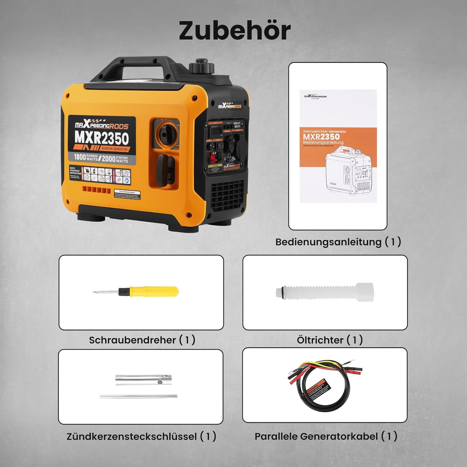 maXpeedingrods Inverter Stromerzeuger 2000W Benzin 4-Takt mit USB und 230V Steckdosen, Digitalanzeige, kompakt und leicht für Camping, Outdoor-Reisen, Wohnmobil – Bild 9