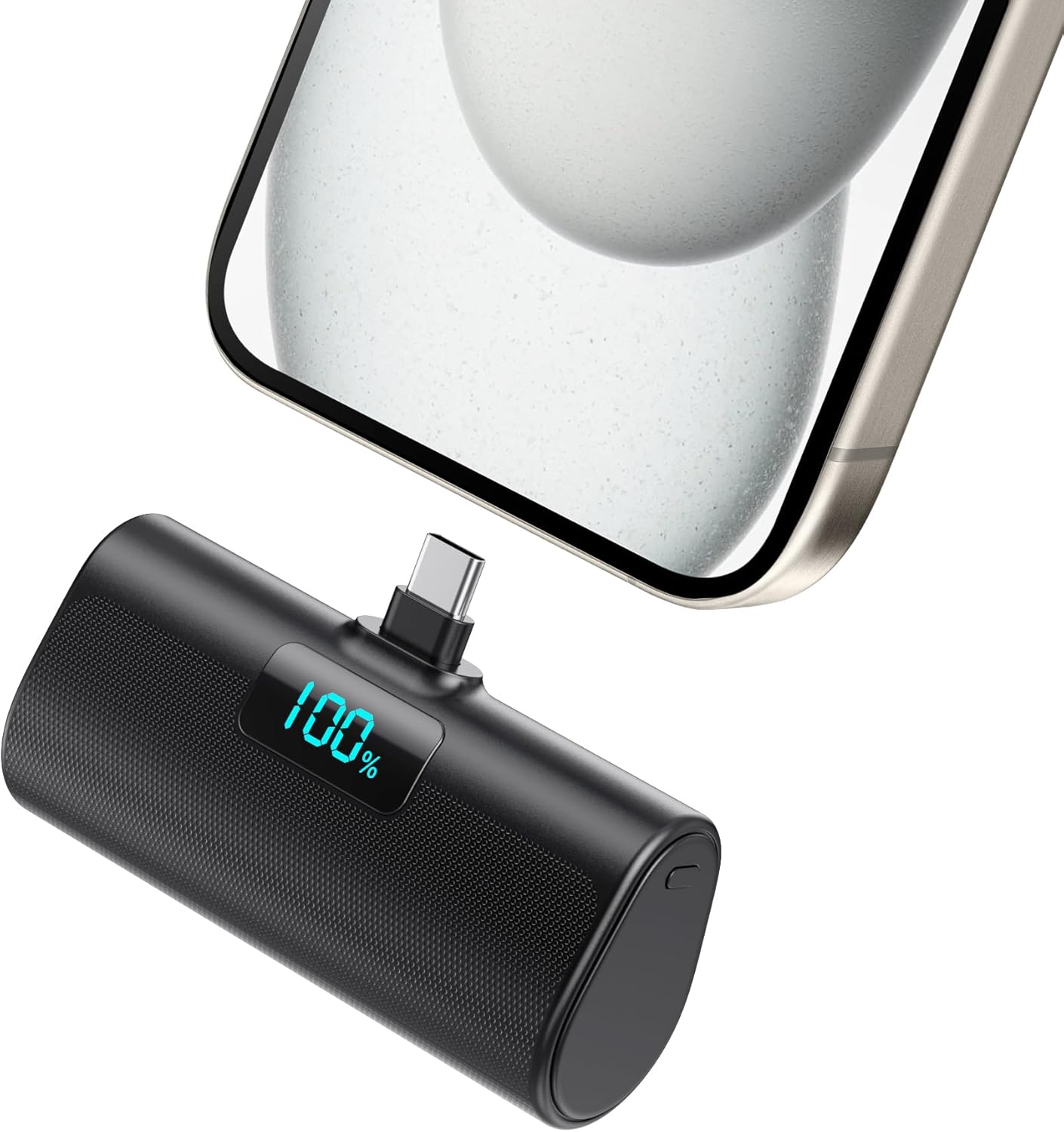 Mini-Powerbank 5200 mAh, kleine Powerbank USB C PD externer Akku, kompakter Akku mit LCD-Digitalanzeige, kompatibel mit iPhone 15/16/17-Serie, Samsung S25/24-Serie, Note, Huawei, iPad Schwarz