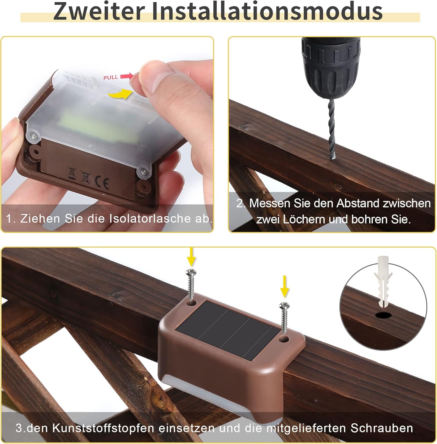 Solpex Solarleuchten, wasserdichte LED-Beleuchtung für Außentreppen, Stufen, Zaun, Hof, Terrasse, Dachrinne, Weg, Dekoration, 12 Stück, warmweißes Licht – Bild 5