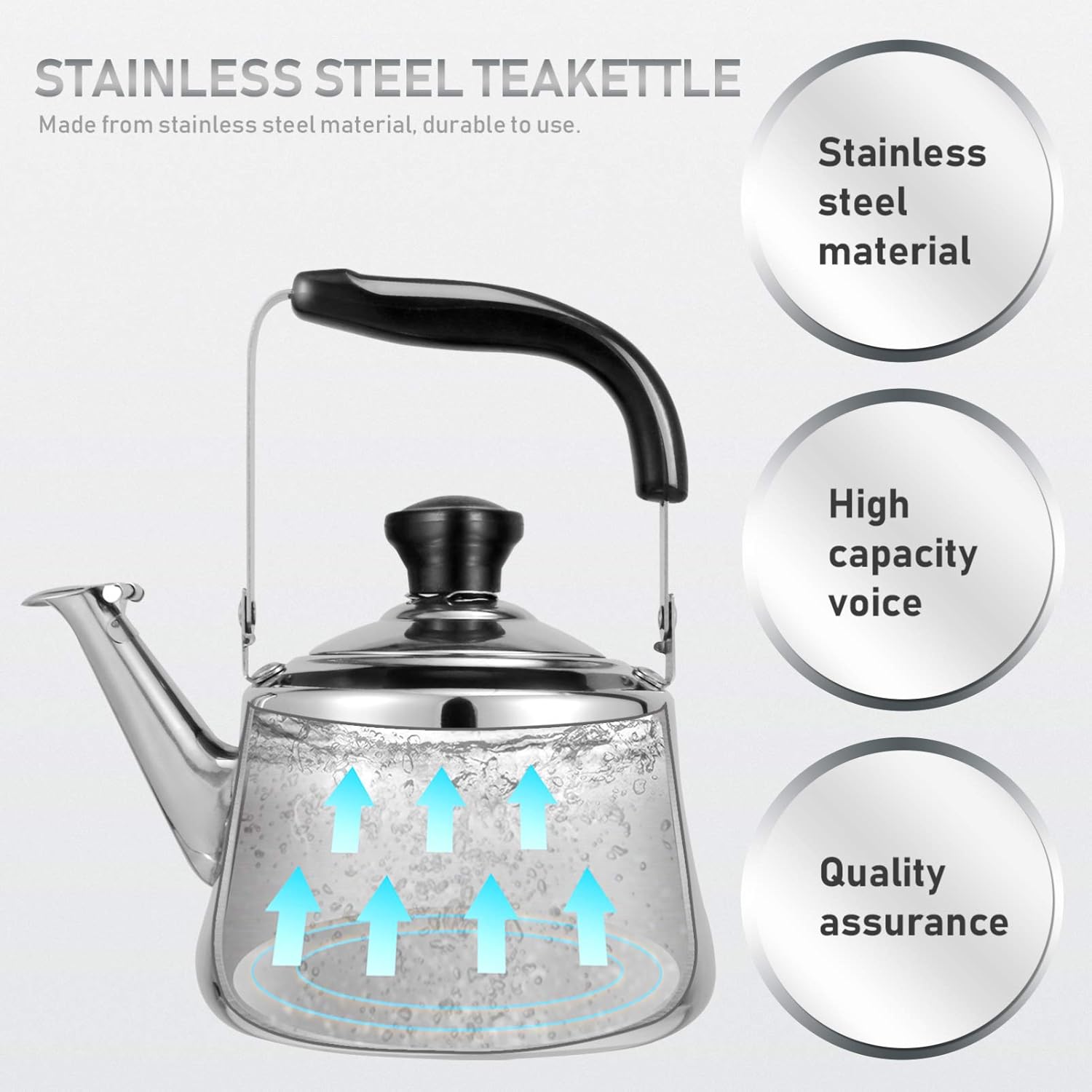 Cabilock Teekessel aus Edelstahl, 1 Liter, Wasserkocher mit Pfeife für Induktion und Gasherd, kompakter Pfeifkessel für die Zubereitung von Tee, Kaffee und – Bild 5