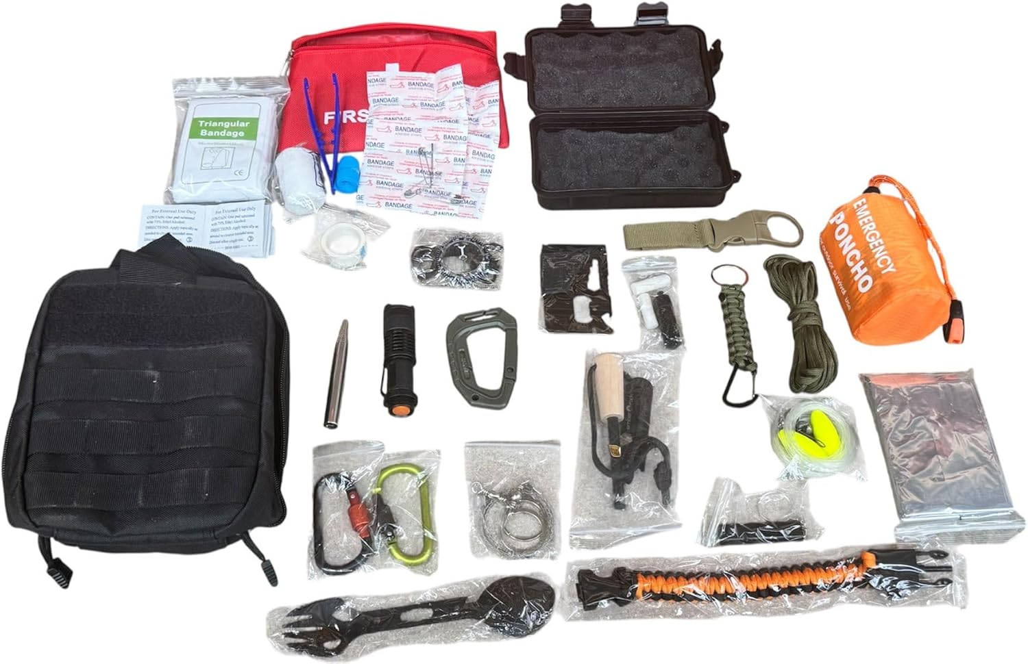 Notfall Survival Kit Ausrüstung 22-in-1 Set – Professionelles Bushcraft & Outdoor Kit in taktischer Molle-Tasche – Camping, Wandern, Jagd & Prepper Notfallausrüstung – Bild 6