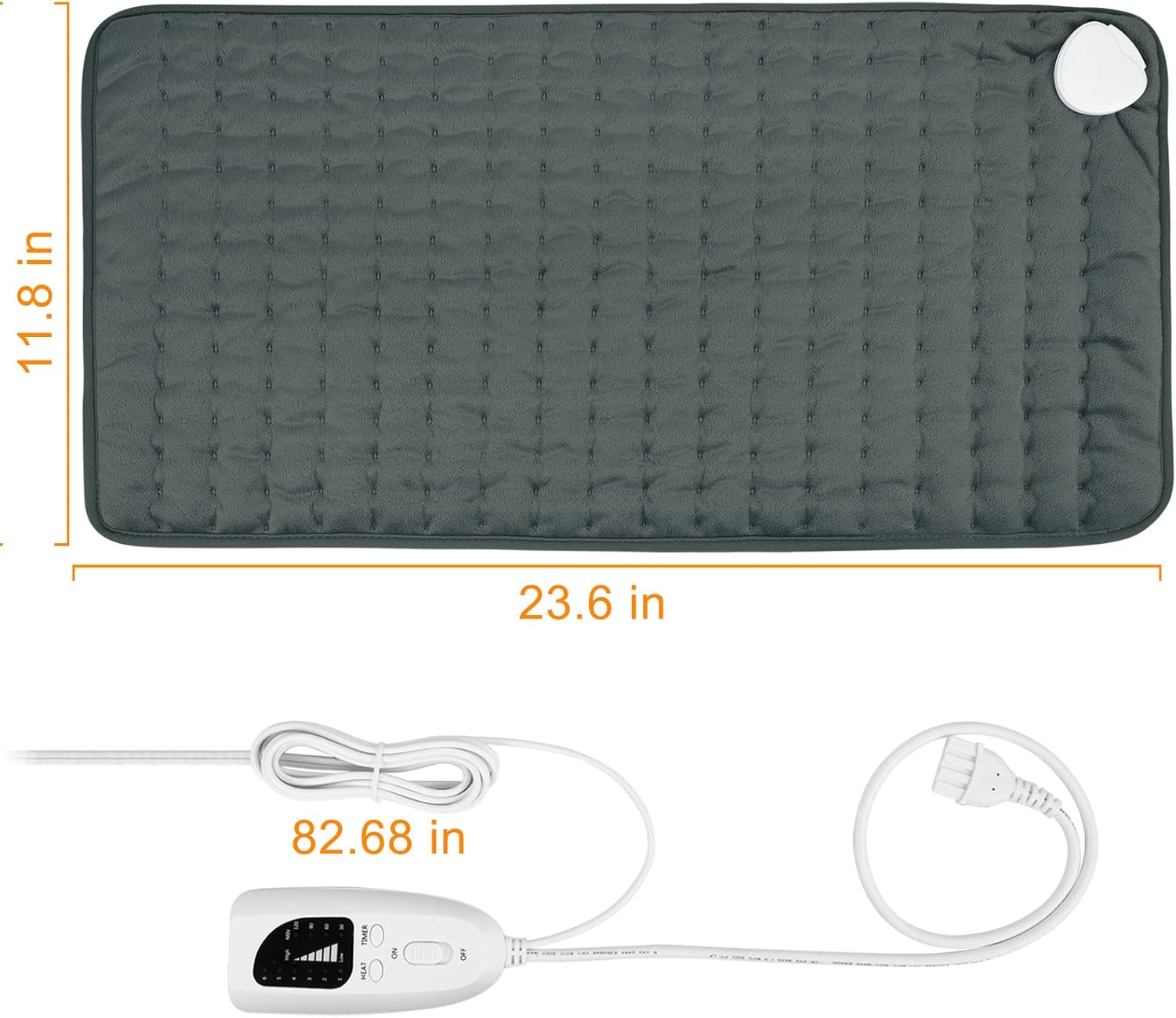 VIBOOS Heizkissen, elektrisches Heizkissen mit automatischer Abschaltung und 6 Temperaturstufen, Heizkissen für Rücken, Nacken, Schulter, Bauch, maschinenwaschbar (Dunkelgrau, 30 x 60 cm) – Bild 5