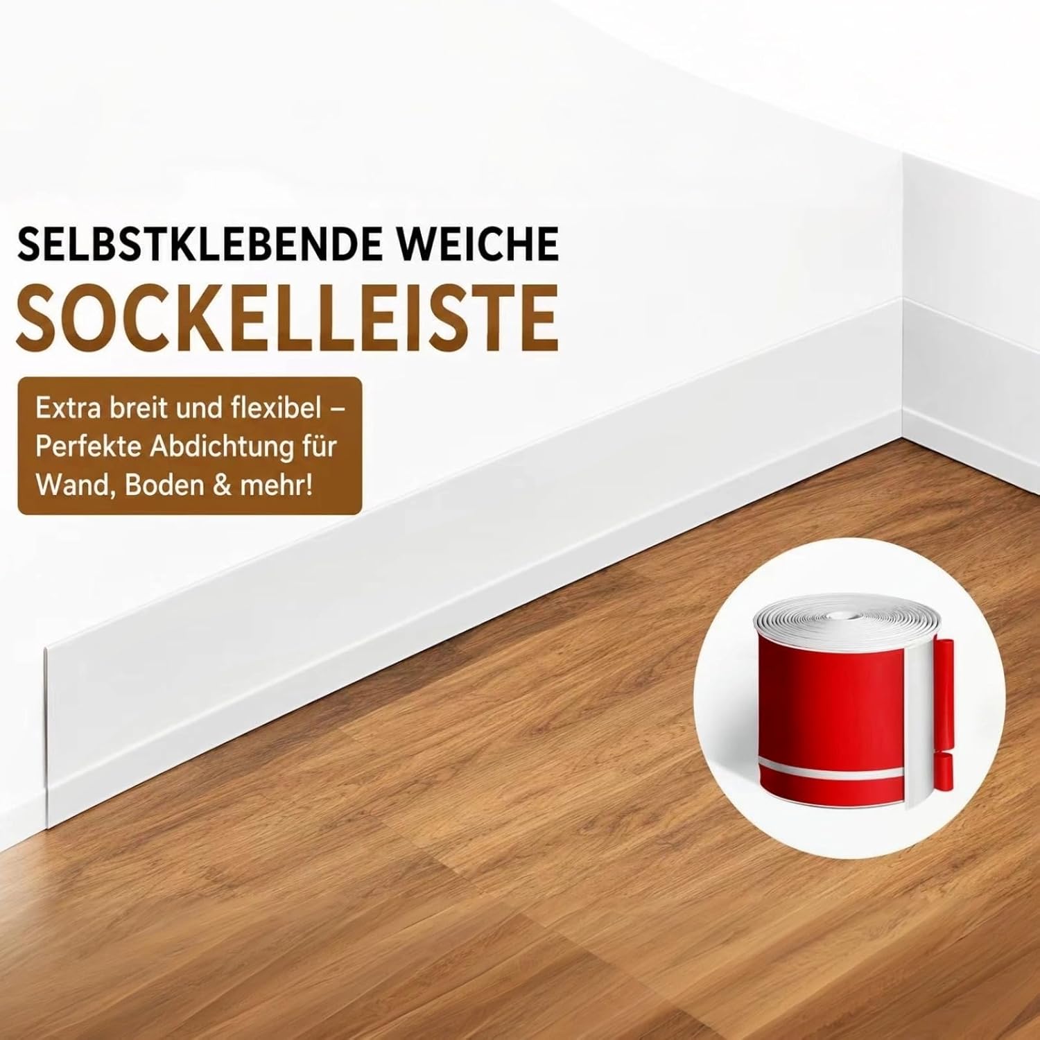Weichsockelleiste Selbstklebend, 50x20mm (6M) PVC Weichsockelleiste Flexible Küchenabschlussleiste Sockelleiste Selbstklebende für Küche und Badezimmer – Bild 5
