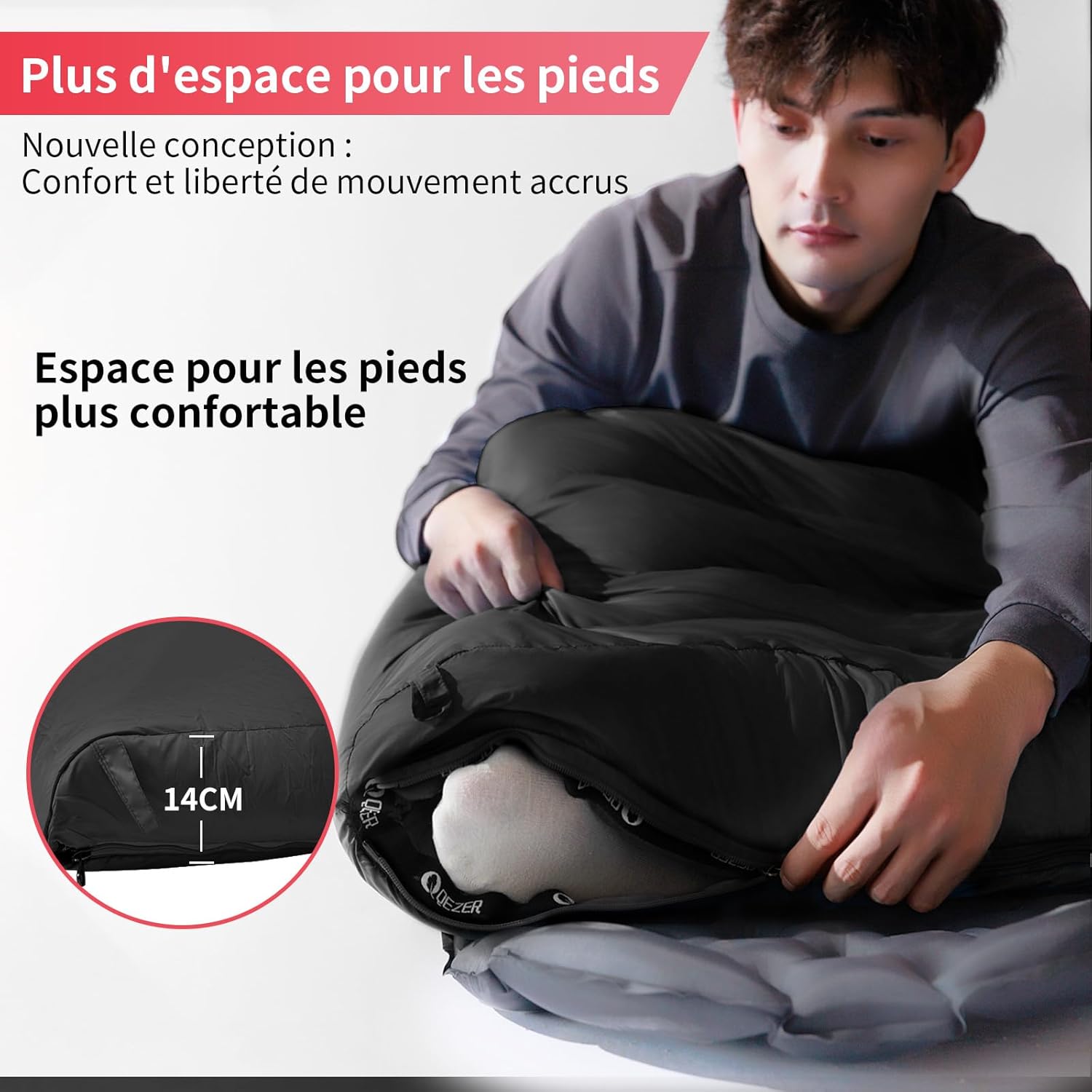 Daunenschlafsack-Set für Erwachsene, inklusive ultraleichter, aufblasbarer Isomatte und Kissen – Bild 5