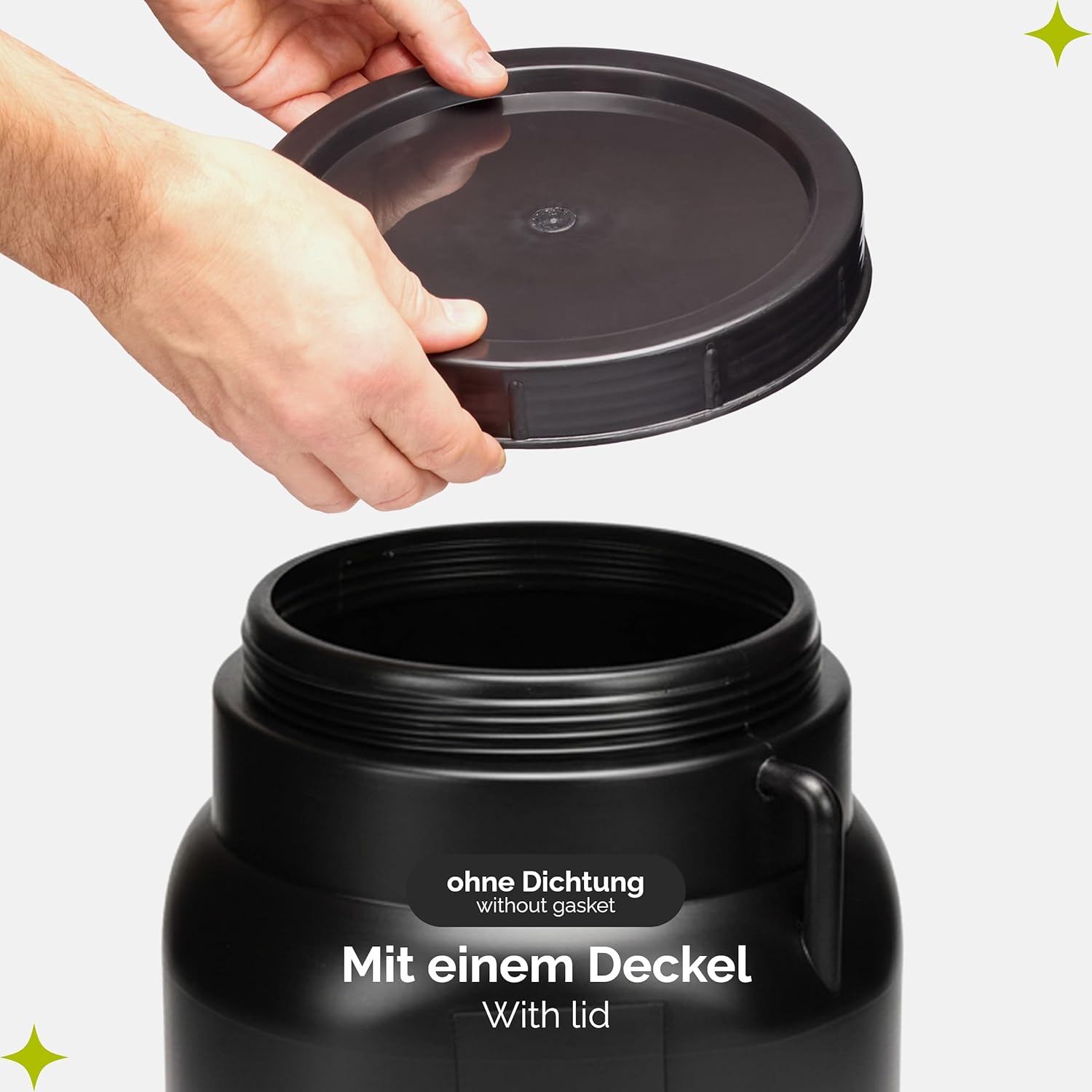 Garronda 20-Liter-BPA-freies quadratisches Fass und Futterbehälter, weithalsiger Wassertank und Behälter mit Deckel für Sauerkraut und Surfass-Pökelfass für Fleisch GD-0088 Schwarz – Bild 3