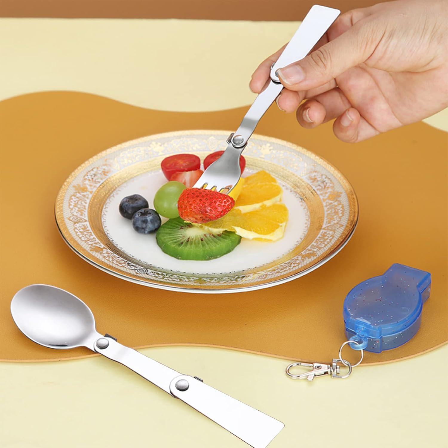 ENLACE Klappgabeln und Löffel-Set, faltbares Löffel- und Gabel-Set aus 304 Edelstahl mit zwei Kunststoffbehältern für Reisen, Camping, Thermoskanne, Picknick, andere Outdoor-Aktivitäten – Bild 7