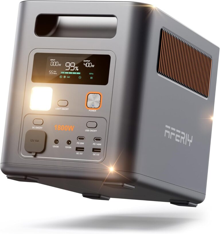 AFERIY P180Pro 1800W tragbares Kraftwerk 1024 Wh, erweiterbar auf 5120 Wh LiFePO4-Solargenerator & 1 Stunde Schnellladung, 9 Ausgänge,