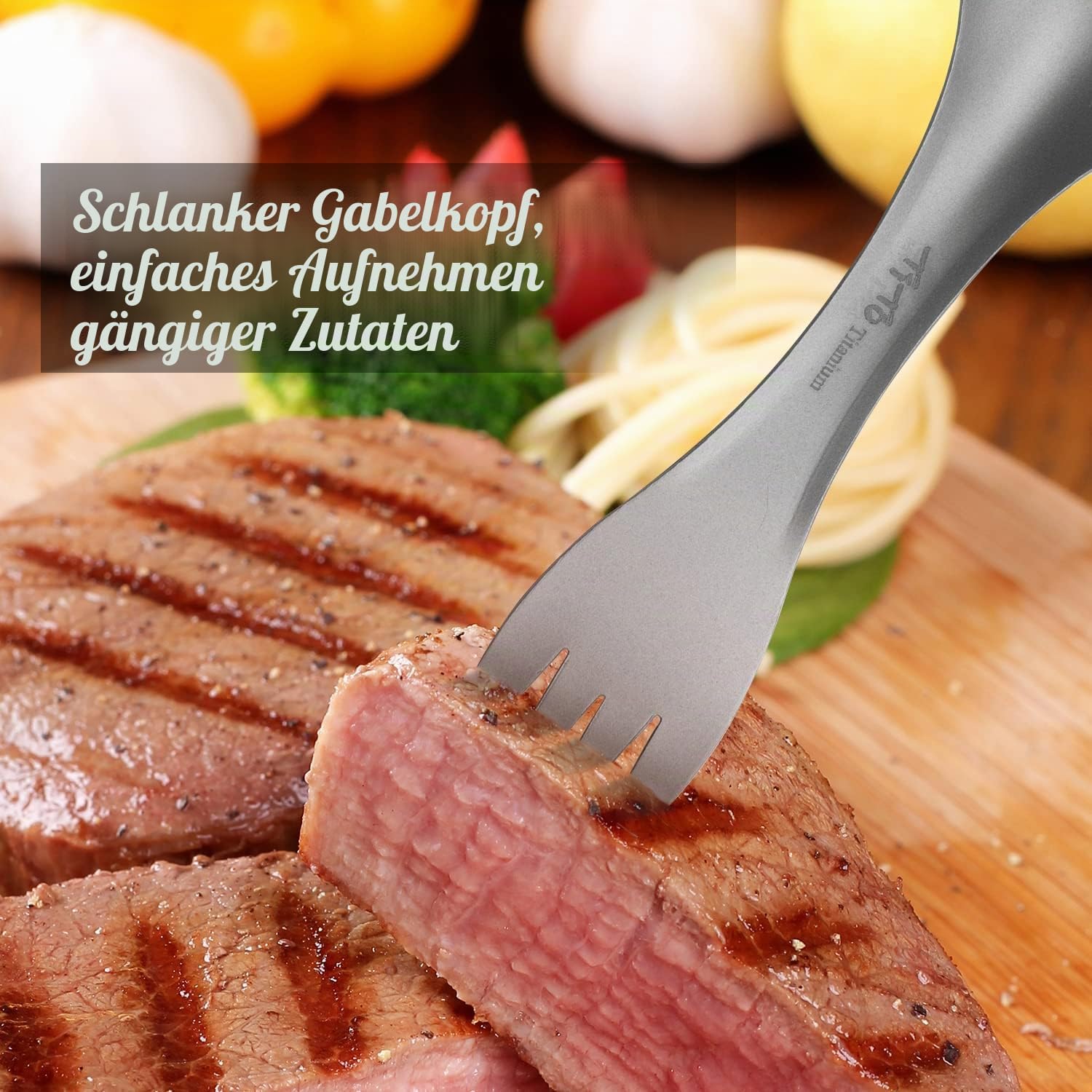 TITO Titan-Löffel mit hochfestem und ultraleichtem Titan-Göffel mit Löffel und Gabel 2-IN-1 für Outdoor-Camping und Wandern. Willkommen für anpassbares Logo – Bild 4
