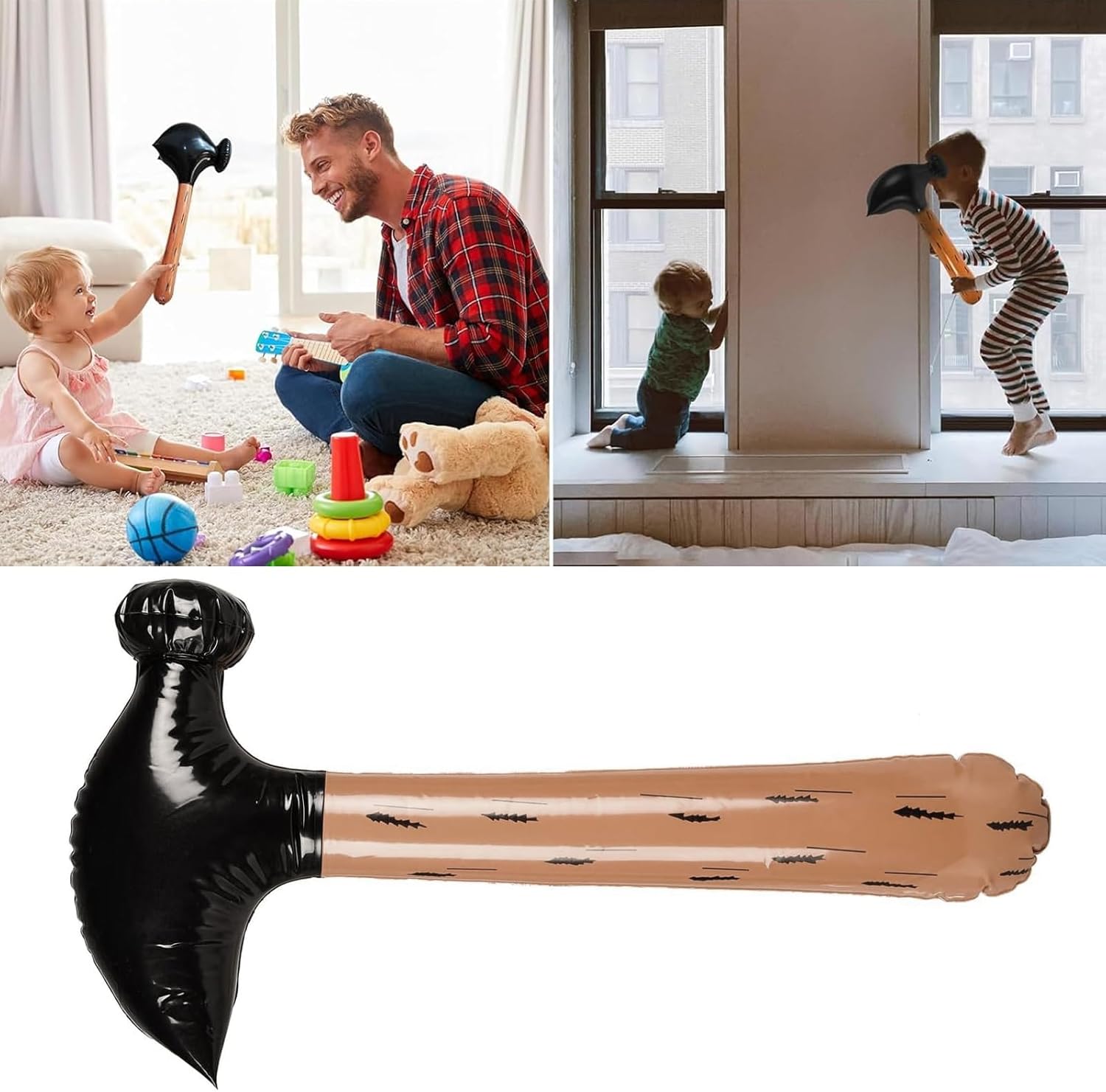 Namvo Aufblasbarer Hammer, ausgefallenes Requisitenhammer-Zubehör, aufgeblasene Pool-Party-Dekoration, 2 Stück – Bild 6