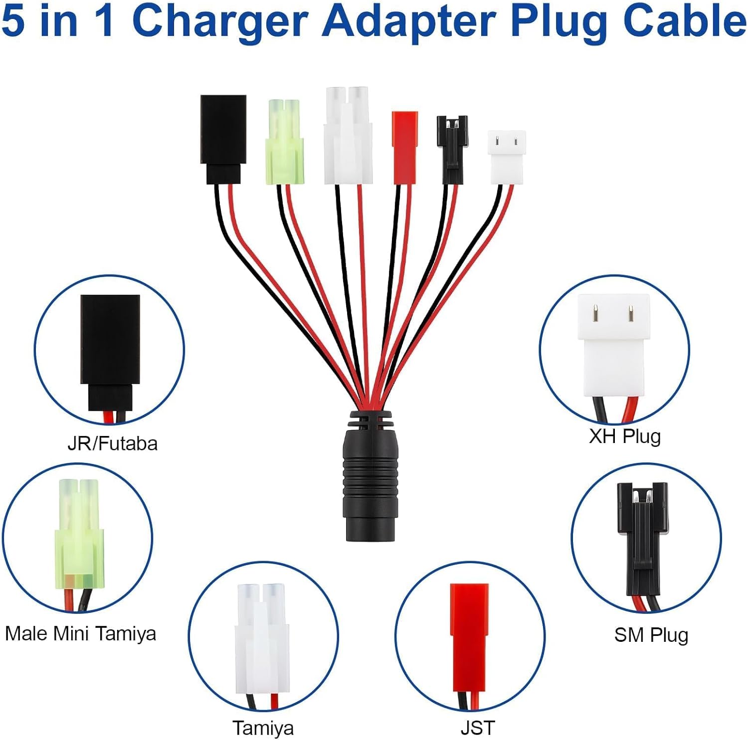 RC-Ladegerät Intelligentes 2,4-V-12-V-NIMH-/NICD-Akkuladegerät mit 6 Anschlüssen Mini und Standard TA-Miya/SM 2P/JST/Huanqi/XH3P Chargeur Battery Voiture RC für ferngesteuerte Autos, Flugzeuge, Boote – Bild 4