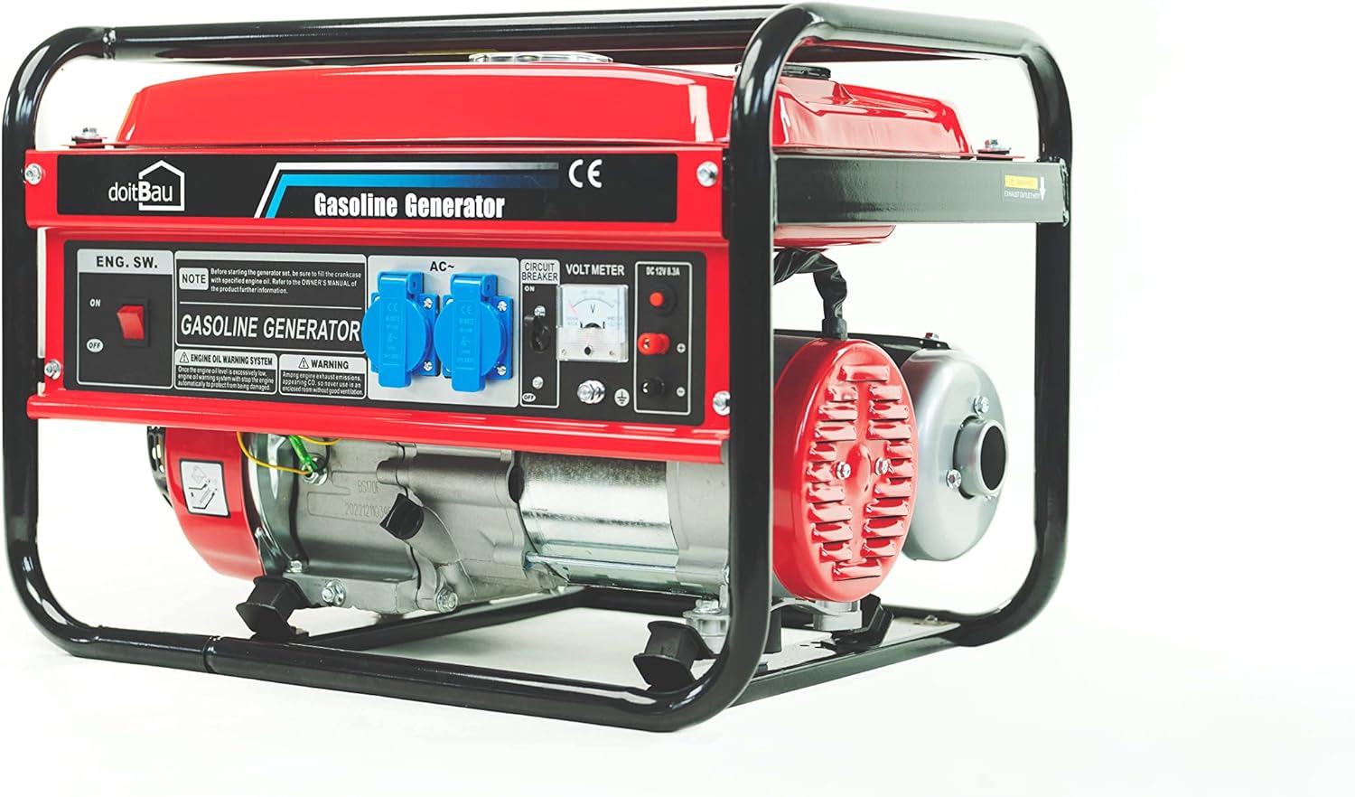doitBau 3000 W BS3500 benzinbetriebener Stromgenerator mit 3 kW Maximalleistung, Generator und Notstromgenerator, 7 PS, 4-Takt-AVR und Überlastschutz mit Seilzugstarter