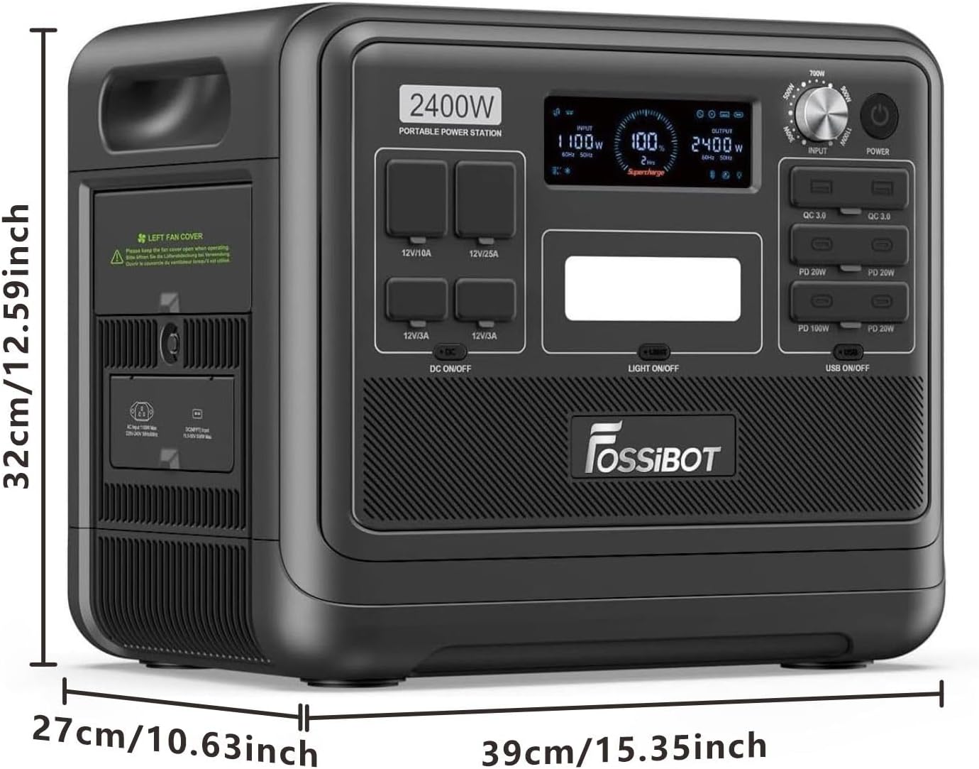 FOSSiBOT F2400 Solargenerator, 2048 W LiFePO4-Batterie-Backup mit 24000 W AC-Ausgängen (4800 W Spitze), tragbares Kraftwerk für Outdoor-Camping, Wohnmobilreisen, Heimgebrauch (F2400-LVO) – Bild 2