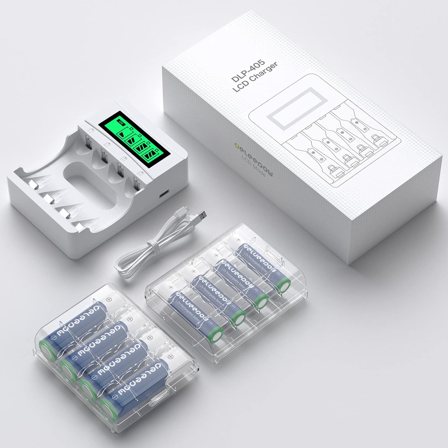 Ladegerät, mit 4 x AA-Batterien + 4 x AAA-Akkus, NiMH 1,2 V, 4 Ladeplätze mit LCD-Display für NI-MH AA AAA-Akkus – Bild 7