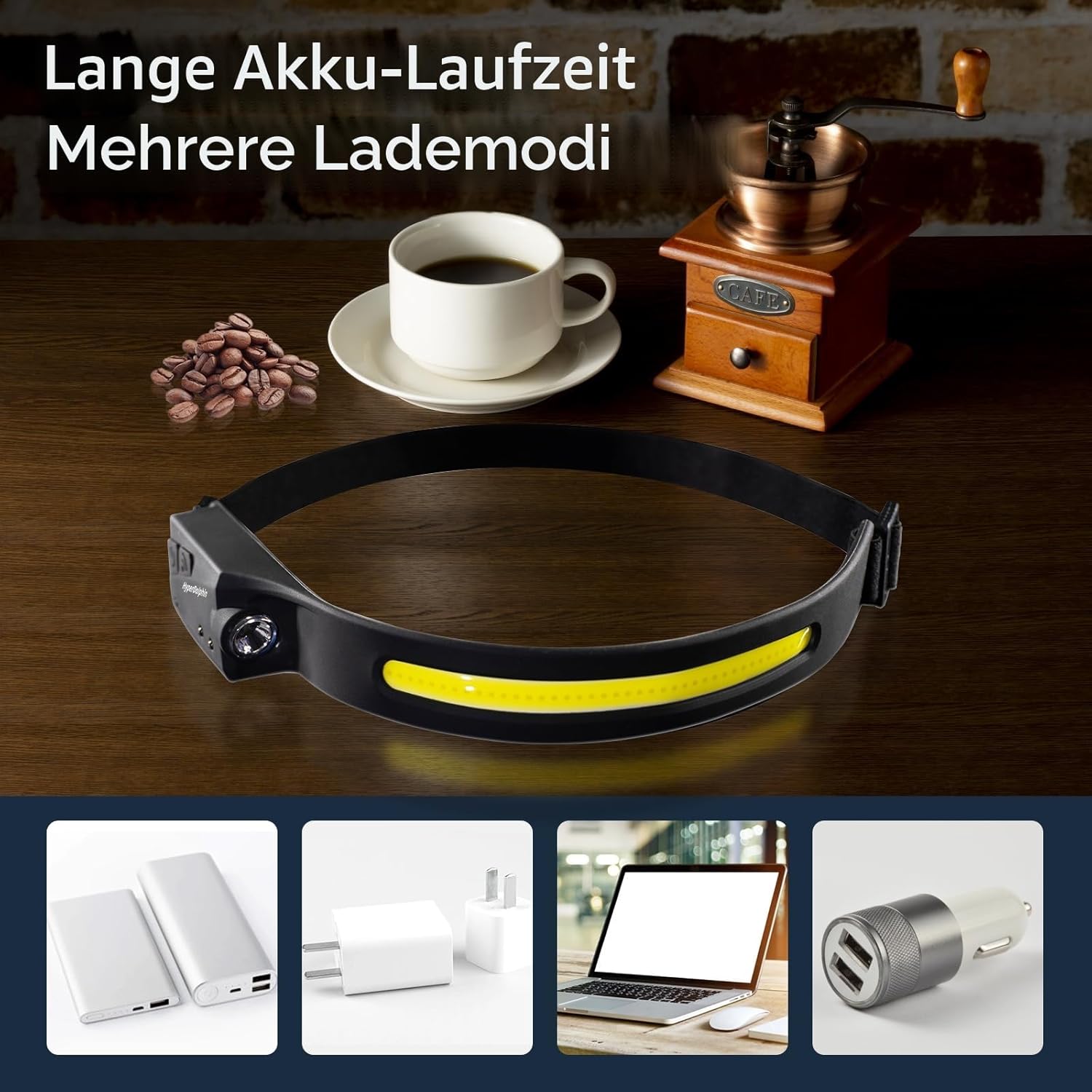 Wiederaufladbare LED-Stirnlampe mit breitem Strahl, 350 Lumen, 5 Modi, Bewegungssensor, Typ-C-USB, wasserdicht, 230°-Beleuchtung, leicht und komfortabel – ideal zum Laufen, Angeln, Radfahren, Camping – Bild 6