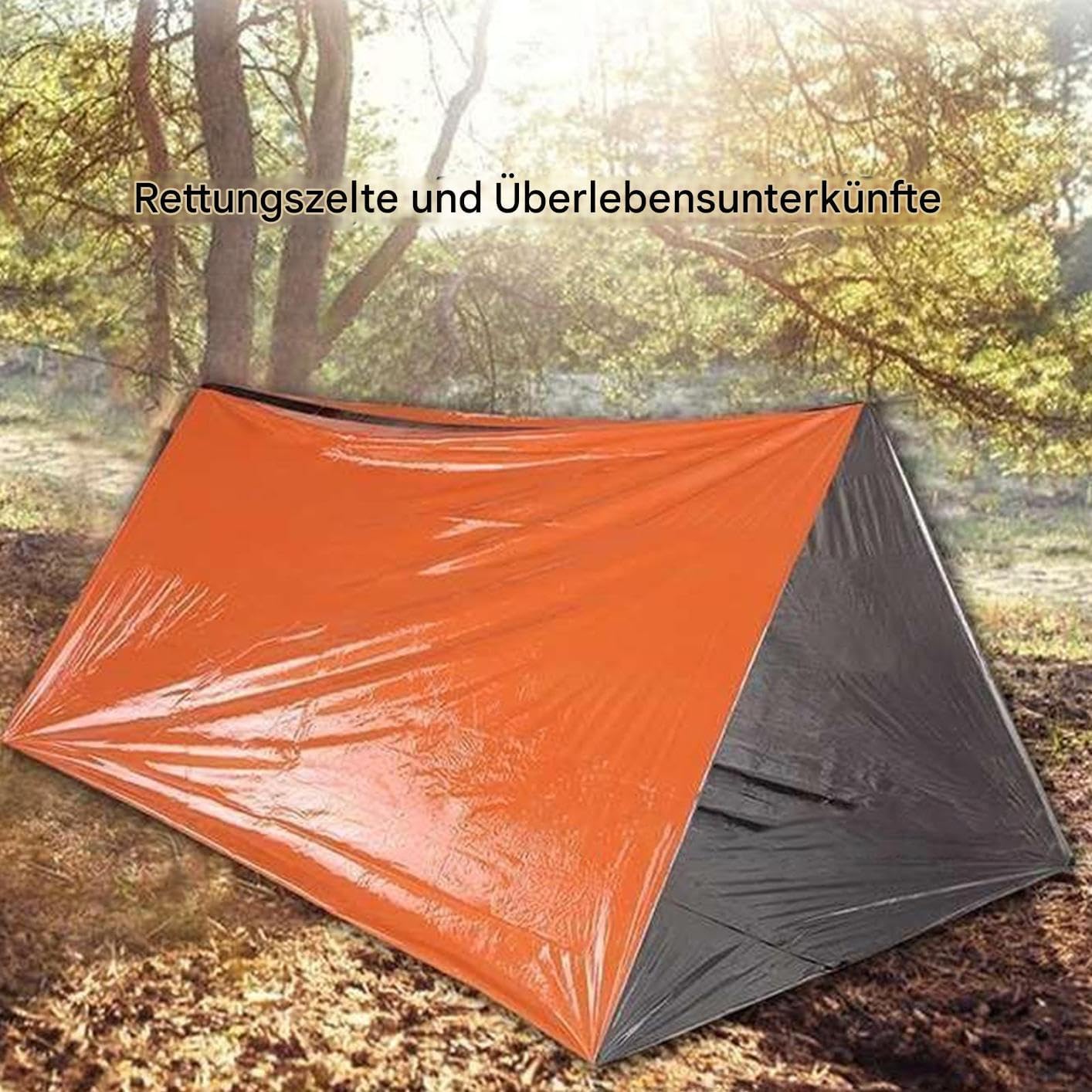 Überlebenszelt – Orange PET | Storm Mountain Survival Shelter | Wärmereflektierende Notunterkunft mit hoher Sichtbarkeit | Isolierende PE-Decke | Kompaktes, Leichtes Rettungszelt Zum Wandern Und – Bild 3