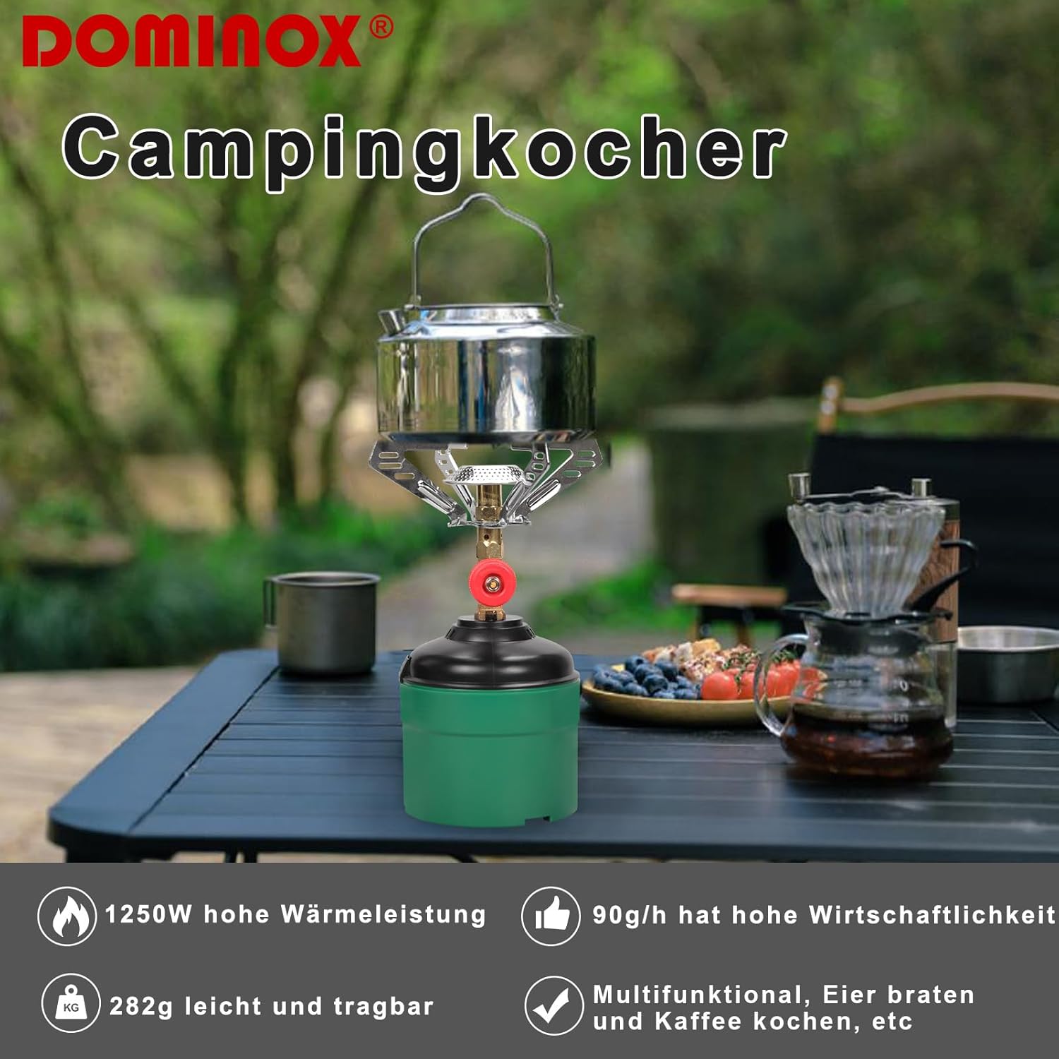 Campingkocher, tragbarer Gaskocher im Freien, Camping-Gaskocher mit Einzelbrenner, geeignet für Outdoor-Aktivitäten, Camping und Wandern – Bild 2