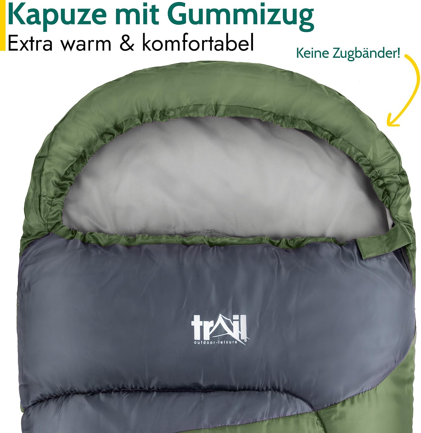Trail Kinder-Mumienschlafsack 3 Jahreszeiten für Camping – 300 g/m² – für Jungen und Mädchen – mit leichtem Transportrucksack – Bild 4