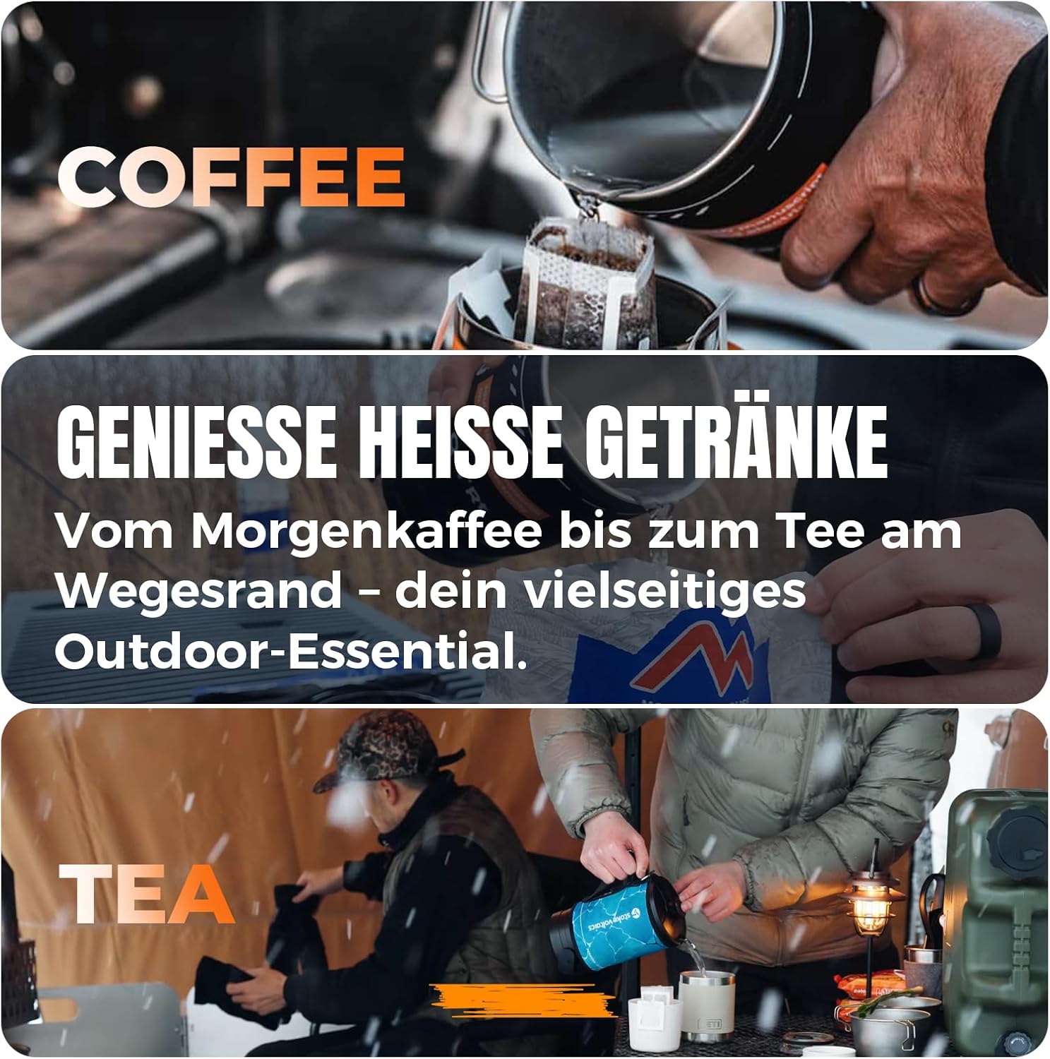 STOKE VOLTAICS Wasserkocher, tragbarer Wasserkocher für Kaffee und Tee, Mini-Teekessel aus Edelstahl 304, 240 V, schnell kochendes Wasser mit automatischer Abschaltung, Camping- und Reiseutensilien – Bild 4