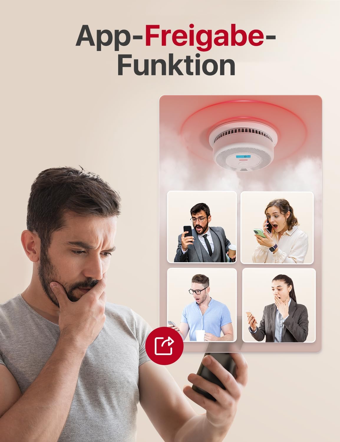 X-Sense WLAN-Rauch- und Kohlenmonoxidmelder mit austauschbarer Batterie, intelligenter Kombinationsmelder, kompatibel mit der X-Sense Home Security App, SC07-WX, 1 Stück – Bild 3