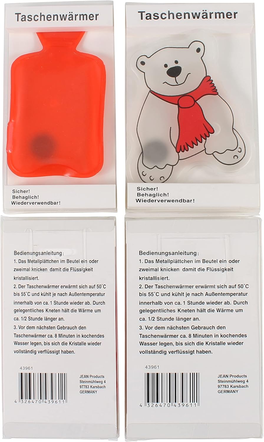 4 Handwärmer mit Eisbär-Motiv, wiederverwendbare Taschenwärmer mit Metallplatten, Hand-/Taschenwärmer für warme Hände für Kinder und Erwachsene – Bild 2