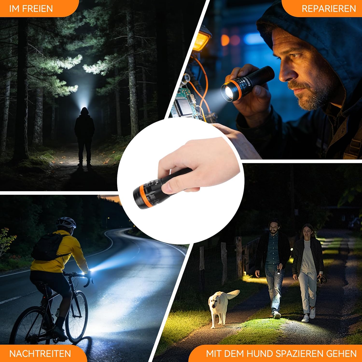 EXTRASTAR LED-Taschenlampe, 2 Stück, Mini-Taschenlampe mit 150 Lumen, 3 Beleuchtungsmodi, stufenlos zoombar, IP44 spritzwassergeschützt, kompakte Taschenlampen für Zuhause, Outdoor und Notfall – Bild 6