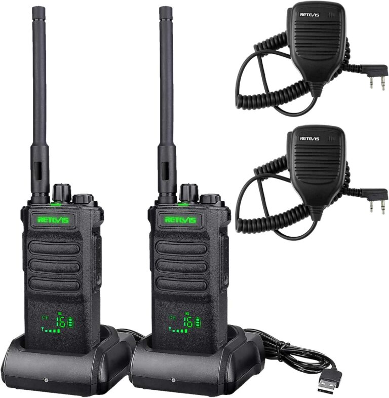 Retevis RT86 Langstreckenfunkgerät, Hochleistungs-Walkie-Talkie mit Lautsprechermikrofon, 2600 mAh tragbares Funkgerät, kabelloses Klon-Notfallfunkgerät für die Fertigung (Schwarz, 2 Stück)