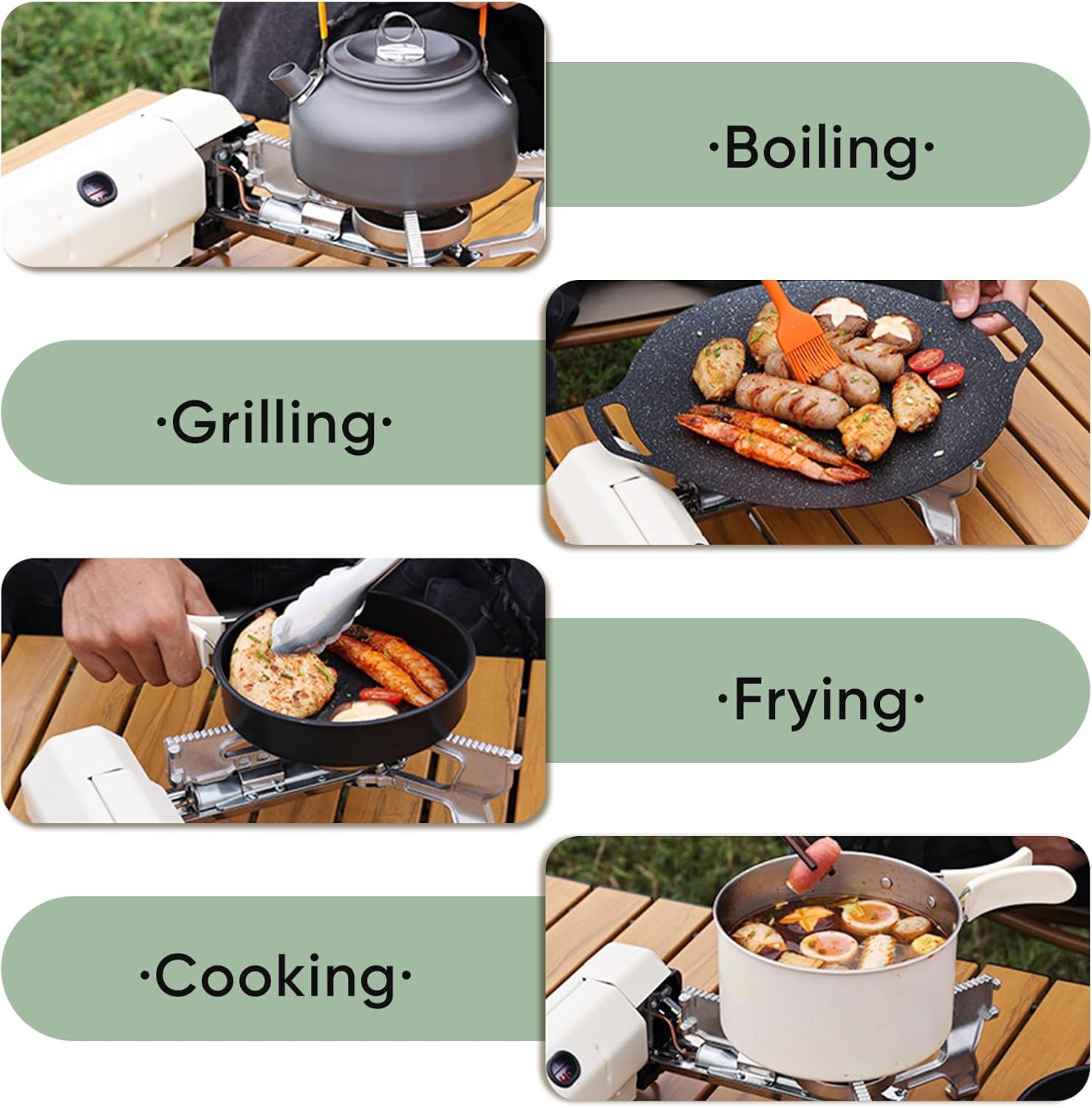 Mini-Campingkocher, faltbarer Camping-Gaskocher mit Aufbewahrungstasche, tragbarer Gaskocher im Freien für den Außenbereich, geeignet für Picknicks, Rucksacktouren, Heimreisen, Außenterrassen, Wohnmobilreisen – Bild 8