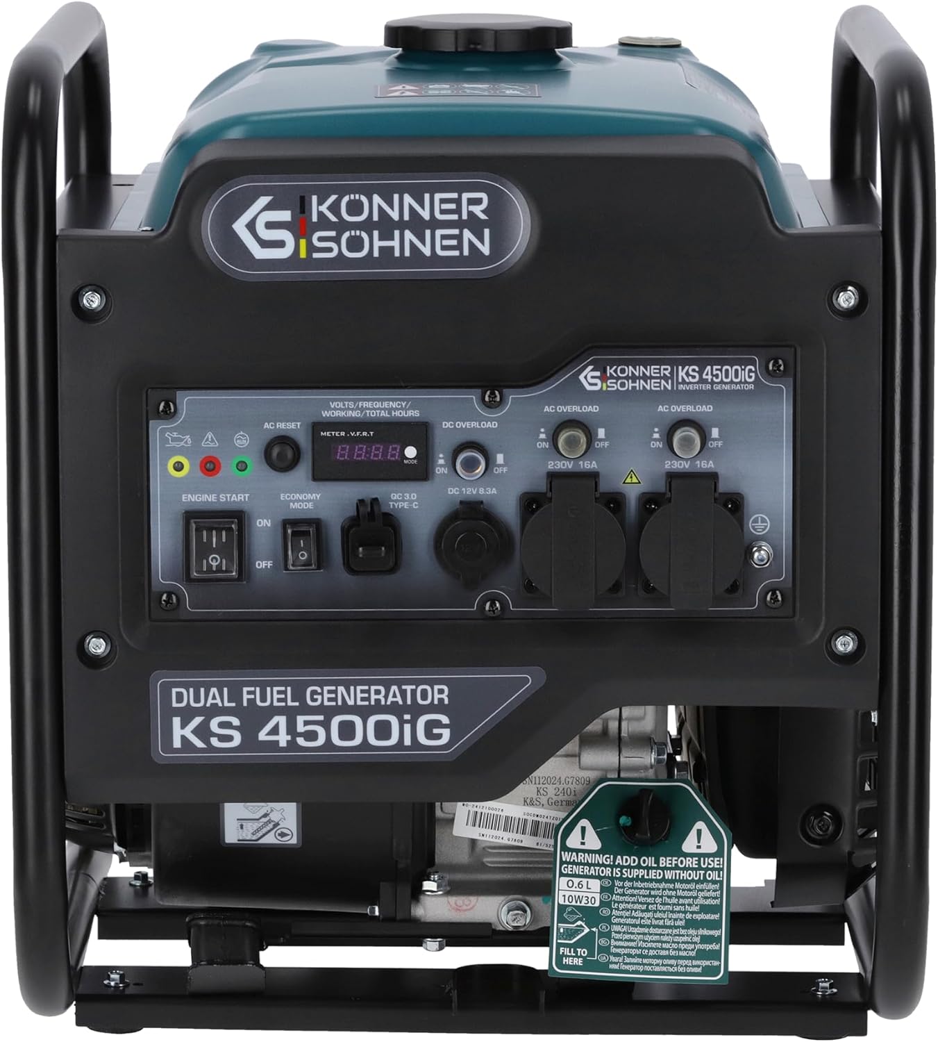 K&S Könner&Söhnen KS 4500iG Inverter Generator (Gas/Benzin) 4500 W, Stromerzeuger mit USB, Eco-Modus, Notstromaggregat für Camping, Haus und Werkstatt, Generator Inverter, Stromerzeuger Benzin LPG – Bild 2