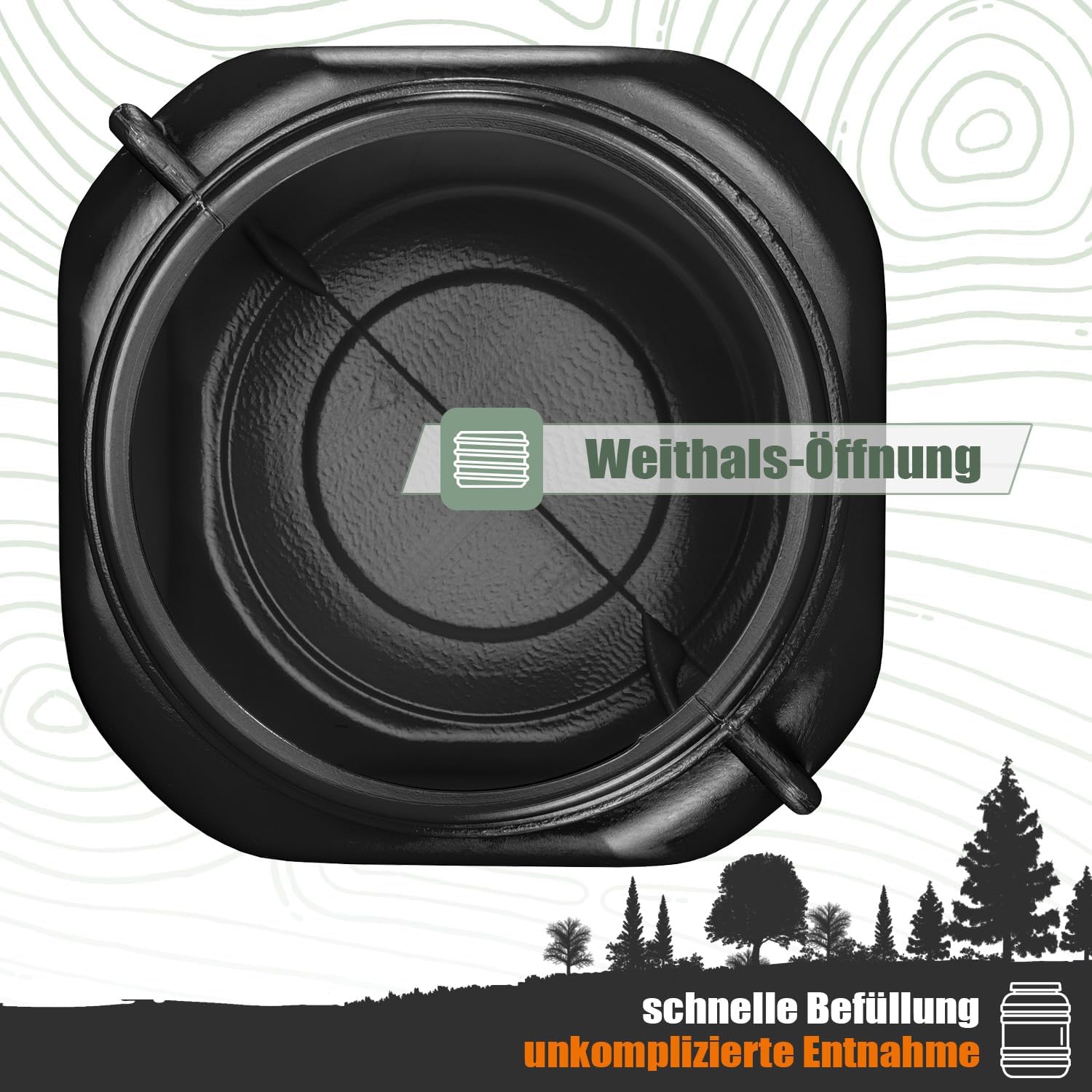 Weithalsfass Futterbehälter Hund Gärfass Futterbehälter mit Deckel Kanister Lebensmittelechtes Futterfass Pferdeapfelfass (Schwarz, 30 Liter) – Bild 3