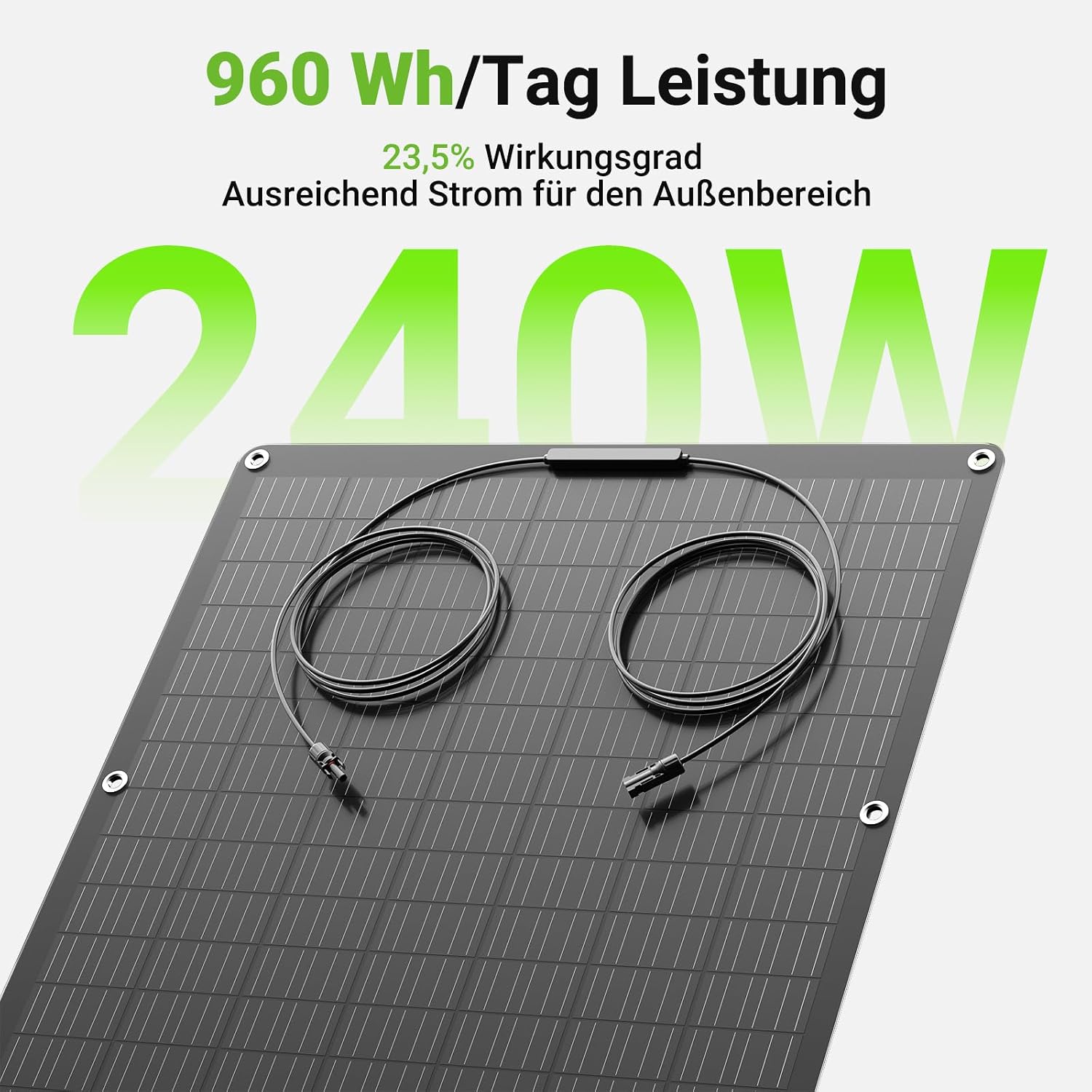 960 W flexibles Solarpanel, 4 x 240 W flexible Solarmodule, IP67, 23,5 % Umwandlung, Photovoltaik-Panel, Balkonkraftwerk, Solarzelle, ideal für Wohnmobil, Boot, Balkon, Wohnmobil, Garten – Bild 4