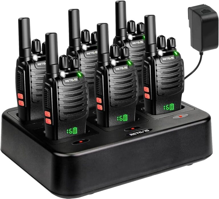 Retevis H777H Professionelles Walkie-Talkie mit Bildschirm, PMR-Funkgeräte mit 6-fach-Ladegerät, lizenziertes kostenloses Handfunkgerät, Typ-C-Aufladung, für Sicherheit, Logistik (6 Stück, schwarz)