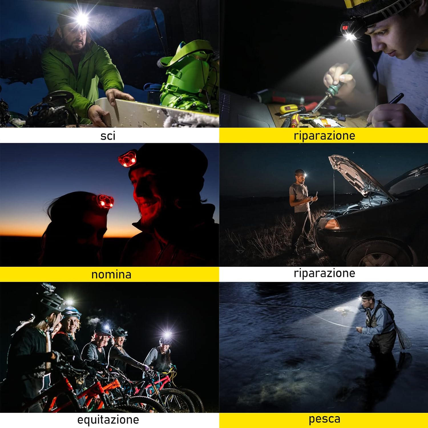 Vinabo Stirnlampe, leistungsstarke 6-Stufen-Stirnlampe, ultrahelle LED-Stirnlampe mit 30° verstellbarer Beleuchtung, 500 lm LED-Taschenlampe zum Lesen, Radfahren, Laufen, 3 AAA-Batterien im Lieferumfang enthalten – Bild 7