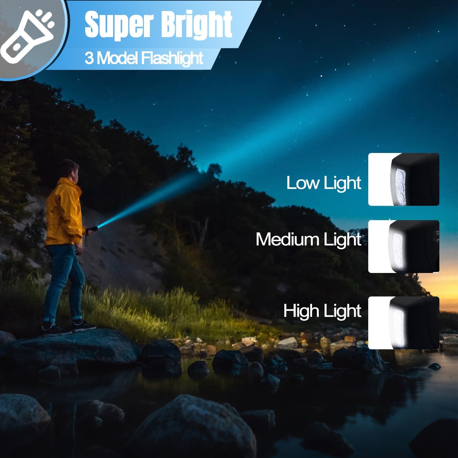 2000 mAh Notfall-Solar-Handkurbelradio, 3-Wege-betriebenes tragbares Wetterradio AM/FM/NOAA mit USB-Ladegerät, Handy-Ladegerät, SOS-Alarm und LED-Taschenlampe für Camping, Wandern (schwarz) – Bild 5