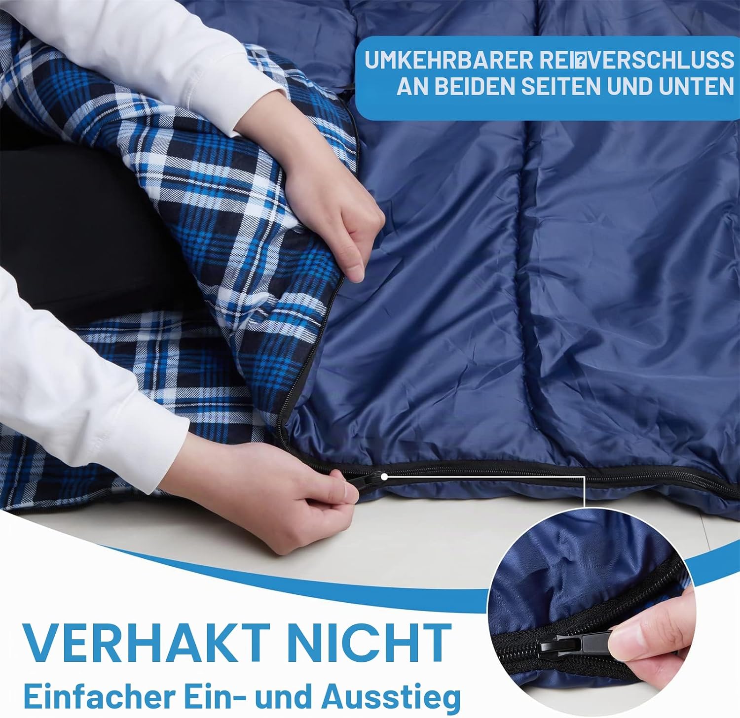 Doppelschlafsack aus Baumwollflanell für Camping, Wandern oder Wandern. Wasserdichter Schlafsack für 2 Personen, Queen-Size-Größe, für Erwachsene oder Jugendliche. LKW, Zelt oder Schlafsack, leicht – Bild 5