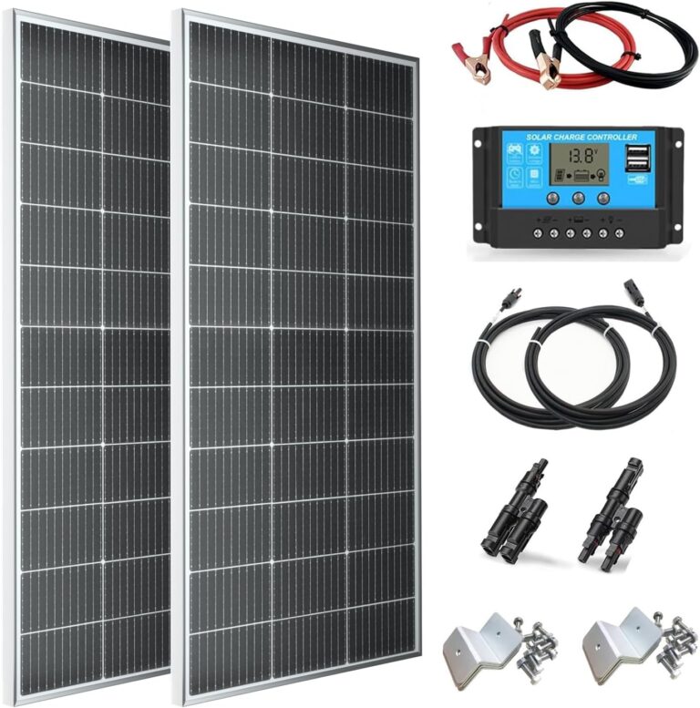 300W Solarpanel Bausatz Set 12V Monokristallin 2 x 150 Watt Solarmodul + 30A 12V/24V Solarladeregler + Solarkabel Solaranlage Wohnmobil Komplettset 12V für Batterien Häuser Balkon Wohnwagen Dach