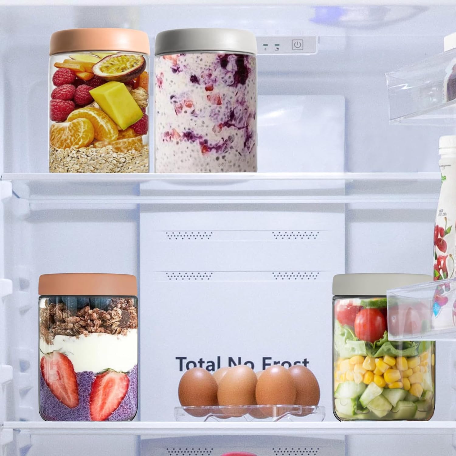 4 Stück 600-ml-Meal-Prep-Gläser, ideal für Meal-Prep und Overnight-Oats-Gläser. Praktische Meal-Prep-Boxen zum Aufbewahren, Marinieren und Zubereiten von Mahlzeiten. Mehrzweck-Einmachglas – Bild 7
