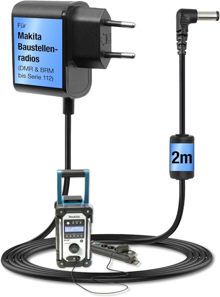 Wicked Chili 2m Netzteil für Makita Radio DMR 116 112 112W 110 109 108 107 106 BMR 105 104 103 102 ersetzt Original Makita Ladegerät Ladekabel SE00000101 SE00000078 SE00000265 (rrrrfrefrefree)