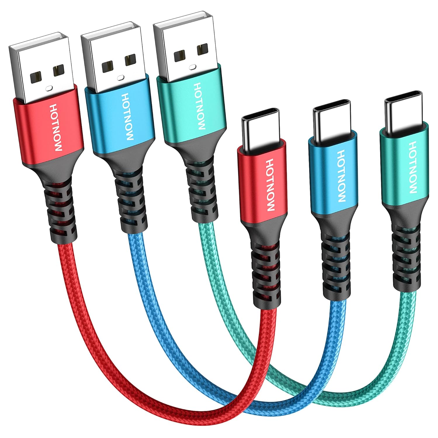 Kurzes USB C Kabel 30cm 3er Pack, 3A USB A auf USB C Ladekabel Schnellladekabel Nylon geflochten für iPhone 17 16, Galaxy S24 S23 S22 S9 A54 A21 17A, Huawei P40/P30, Google Pixel