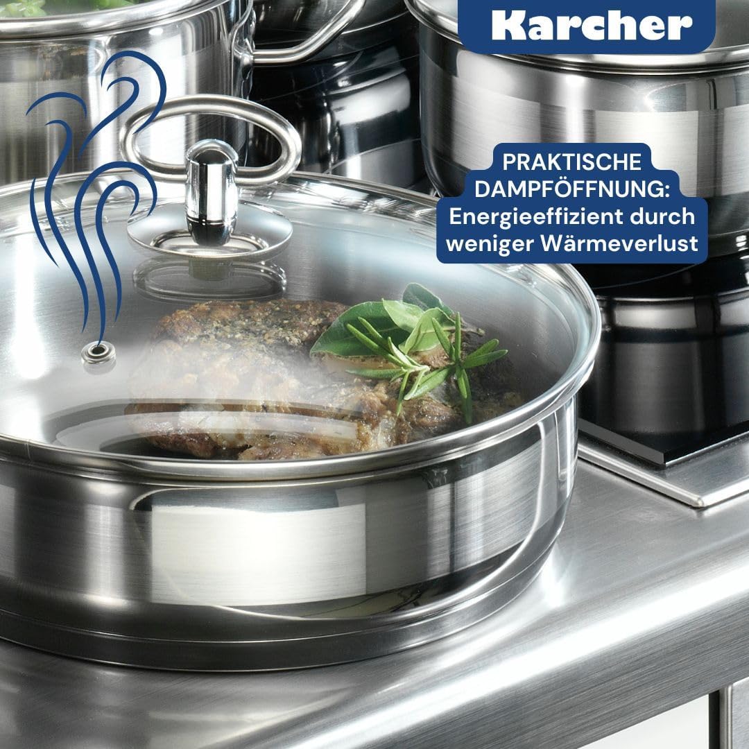 Karcher Jasmin 121008 20-teiliges Kochgeschirr-Set mit Brattopf und 4 Schüsseln aus Edelstahl für Induktion – Bild 8