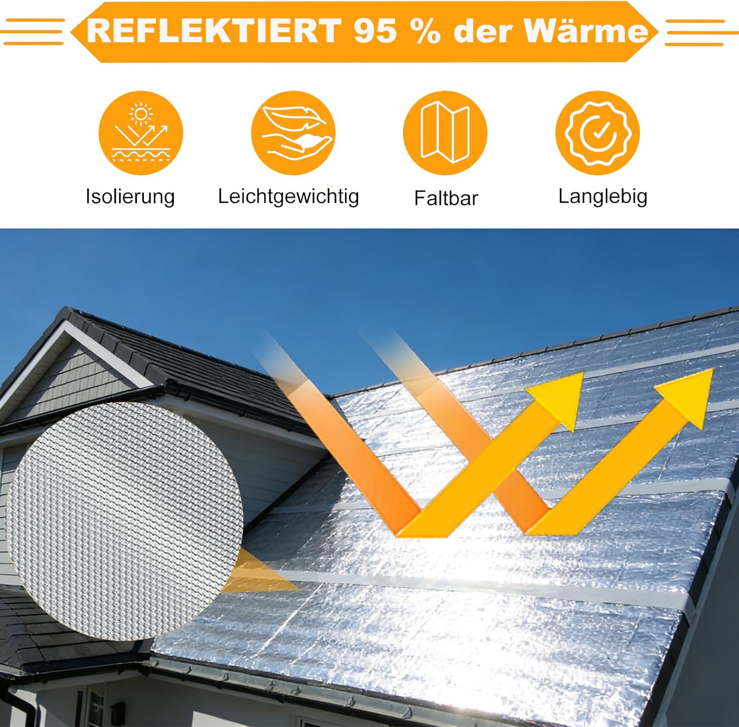 3,2 mx 60 cm Heizkörper-Reflexfolie Heizung, 3 mm dicke Isolierfolie, doppelseitige Aluminium-Luftpolsterfolie, Thermofolie mit Klebepads für Fahrzeuge, Dächer, Fenster, Rohre usw – Bild 5