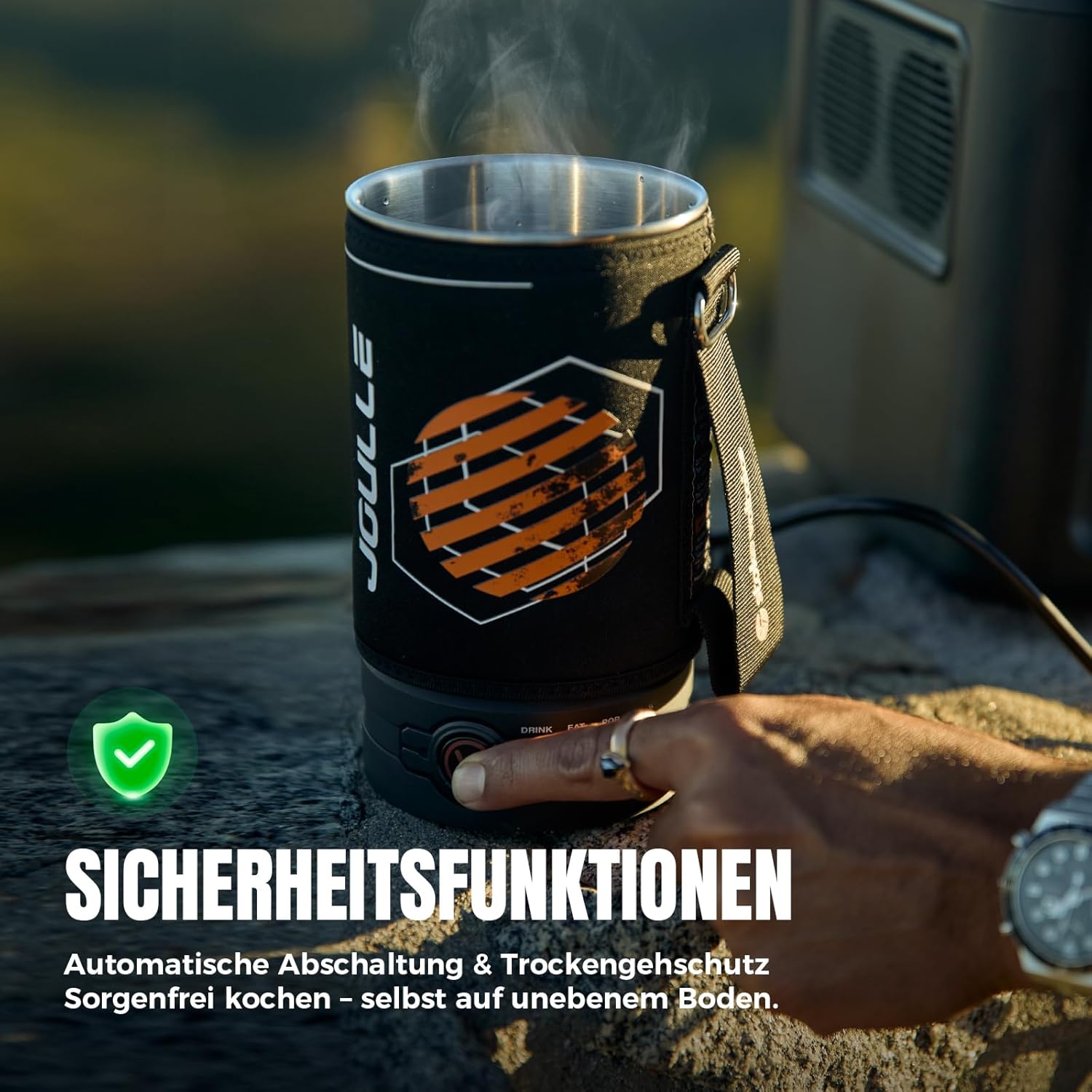 STOKE VOLTAICS Wasserkocher, tragbarer Wasserkocher für Kaffee und Tee, Mini-Teekessel aus Edelstahl 304, 240 V, schnell kochendes Wasser mit automatischer Abschaltung, Camping- und Reiseutensilien – Bild 7