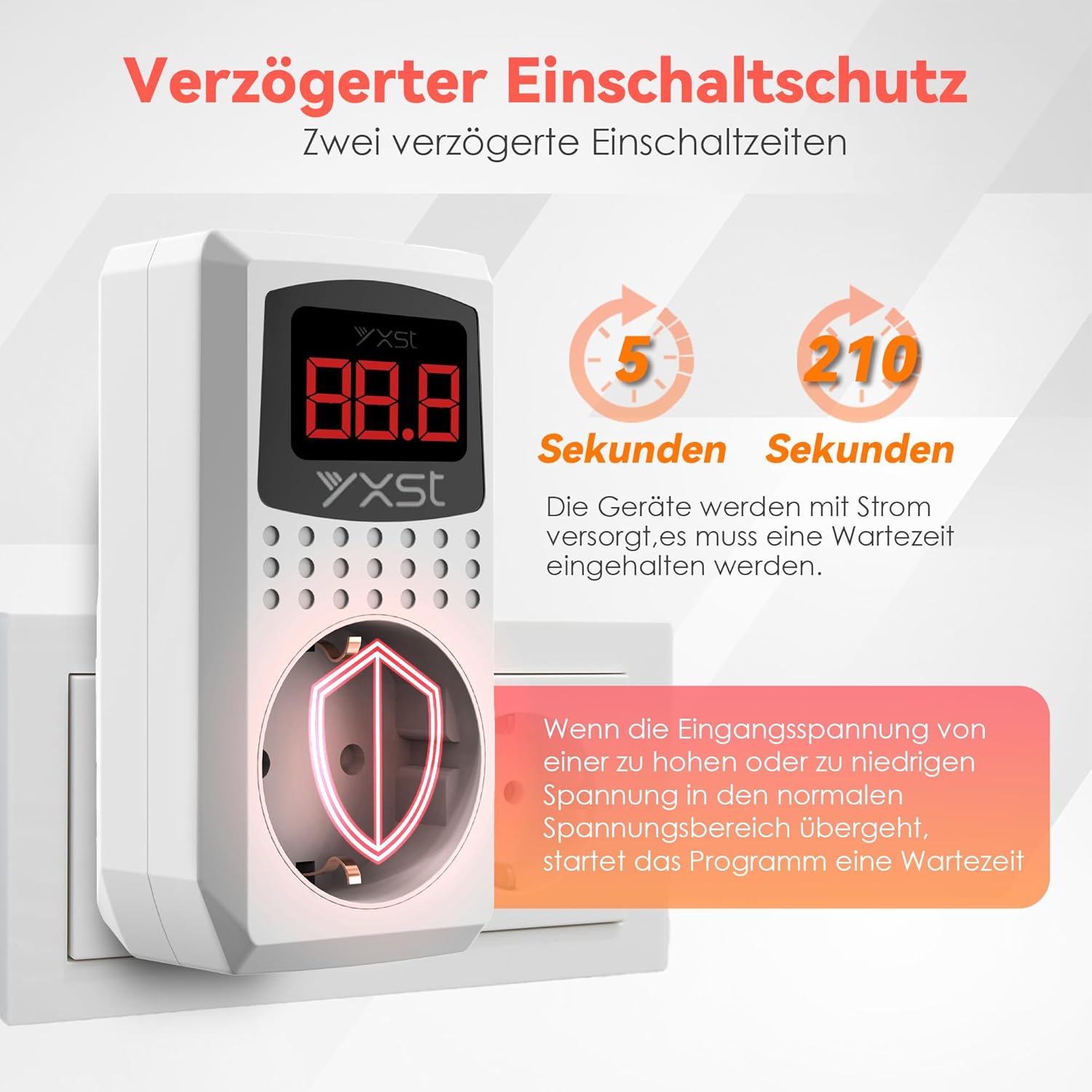 Einschaltstrombegrenzer und Anlaufstrombegrenzer (140 V ~ 280 V), Einschaltstrombegrenzer 230 V 16 A, Überspannungsschutz für Schweißgeräte, Winkelschleifer, Schutzschaltersteckdose – Bild 3