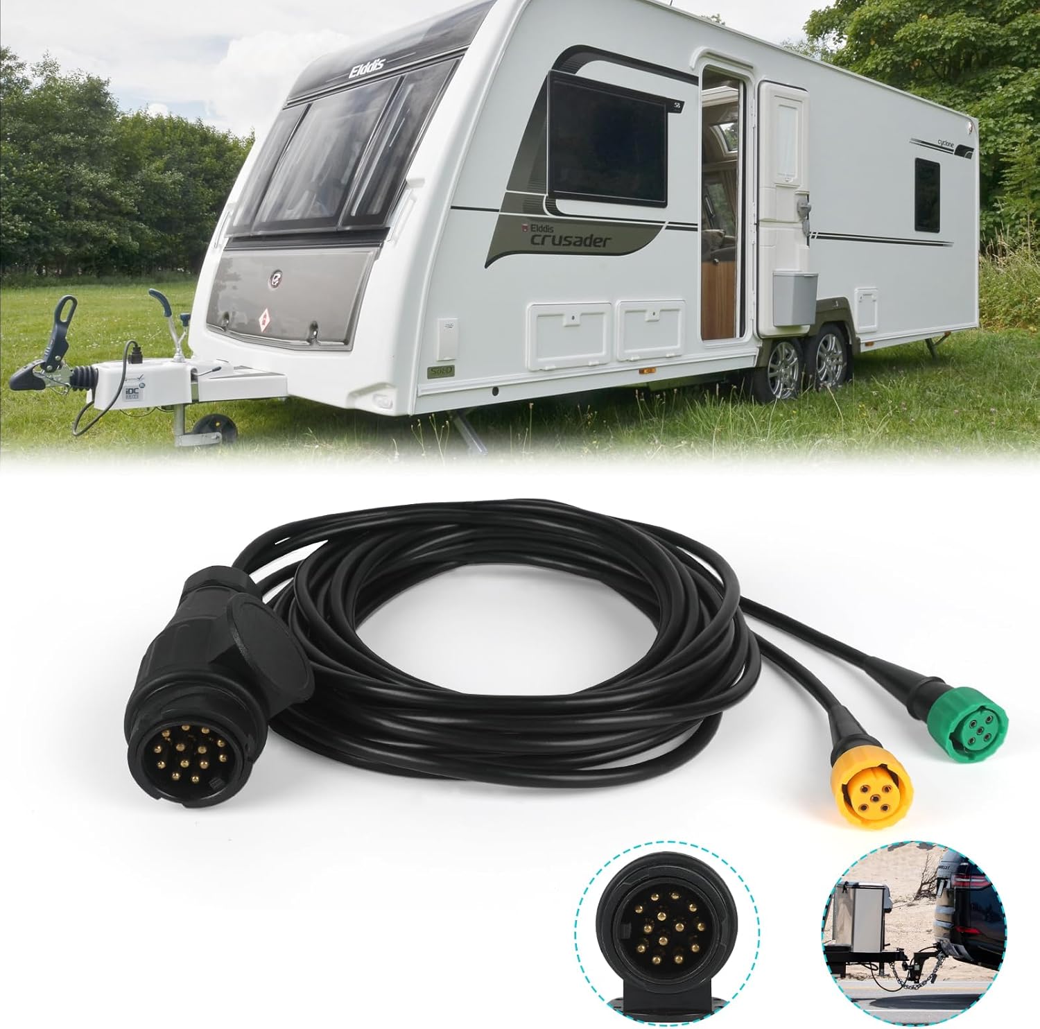 AOHEWEI Anhängerkabel 5m Stecker 13-polig und 2x Stecker 5-polig Kabelbaum mit Bajonettstecker für Anhängerbeleuchtung Rückleuchten – Bild 5
