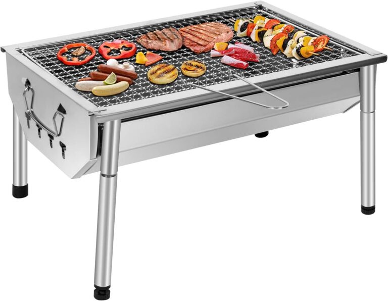 Holzkohlegrill aus Edelstahl, zusammenklappbare Outdoor-BBQ-Grills, tragbarer Campinggrill – drei Größen