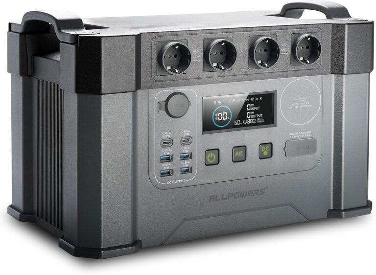 ALLPOWERS Tragbares Kraftwerk 2400 W (4000 W Surge) AC-Steckdosen 1451 Wh Akku MPPT-Solargenerator Mobiler Stromspeicher für Wohnmobil Camping DIY Notstromgenerator Wohnmobil Zuhause Notfall