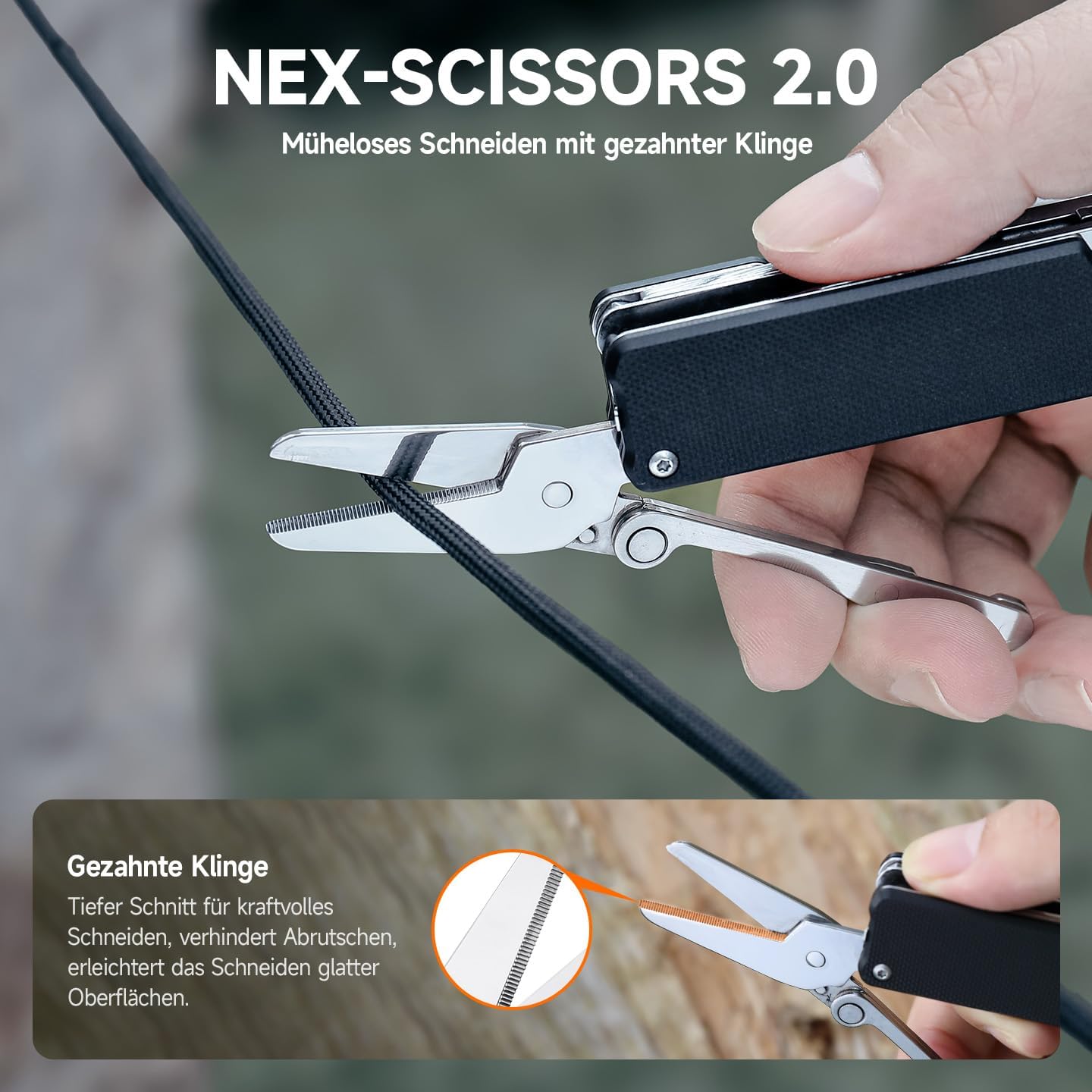 NexTool Knight K30 11-in-1-Klappmesser mit Verriegelung, EDC-Multifunktionswerkzeug mit 14C28N-Stahlklinge und G10-Griff, geriffelte Schere für den täglichen Gebrauch, Camping und Wandern – Bild 6